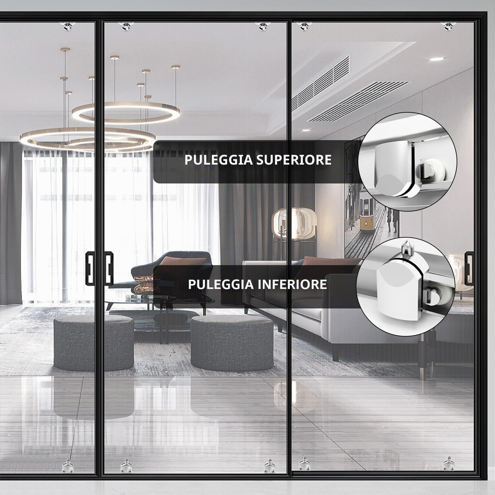 4 ruota per porta doccia, 23 mm, porte scorrevoli in vetro, bagno (2 superiori + 2 inferiori)