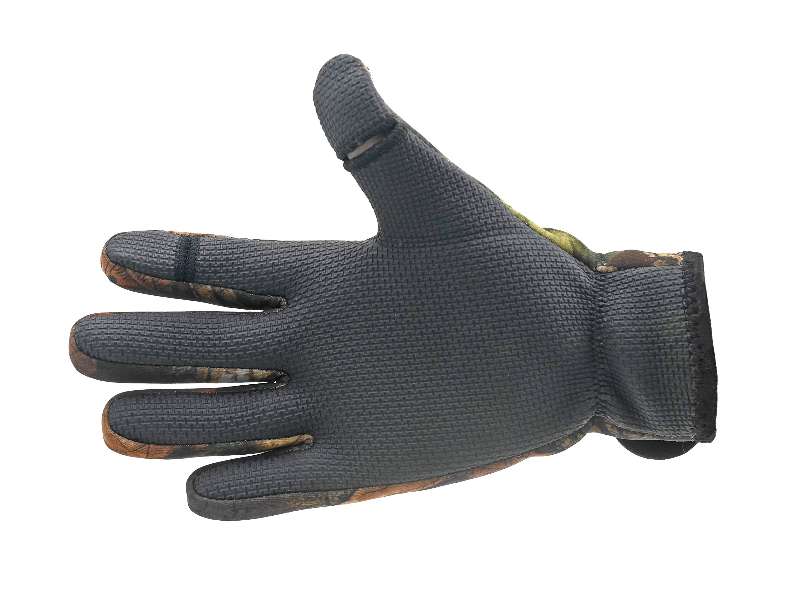 Nikaro Neoprene Camo Glove for Paintballing Fishing Photographing Outdoor Activities (L), Green Camo - Image 2