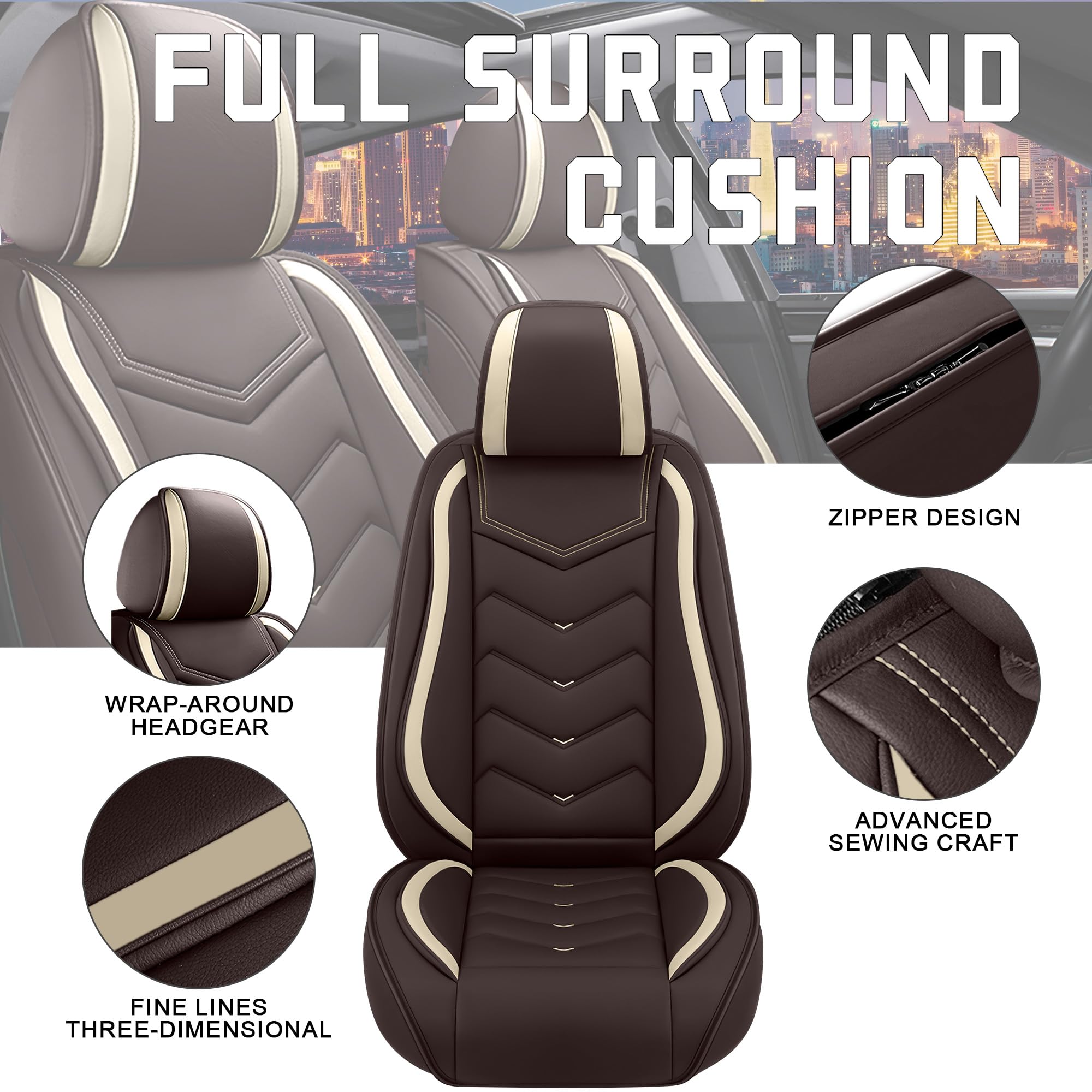 Cscevt 5 Seat Covers For Subaru Ipreza Outback Sport 2011-2023 Nappa Leather Car Seat Covers