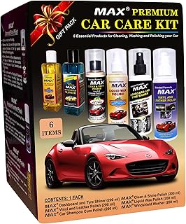 MAX Premium Car Care Kit (Pack of 6 Items of 200 ML Each, 1 Pc Microfiber Cloth 350 GSM, 4 Pcs Foam Applicators and 1 Pc L...