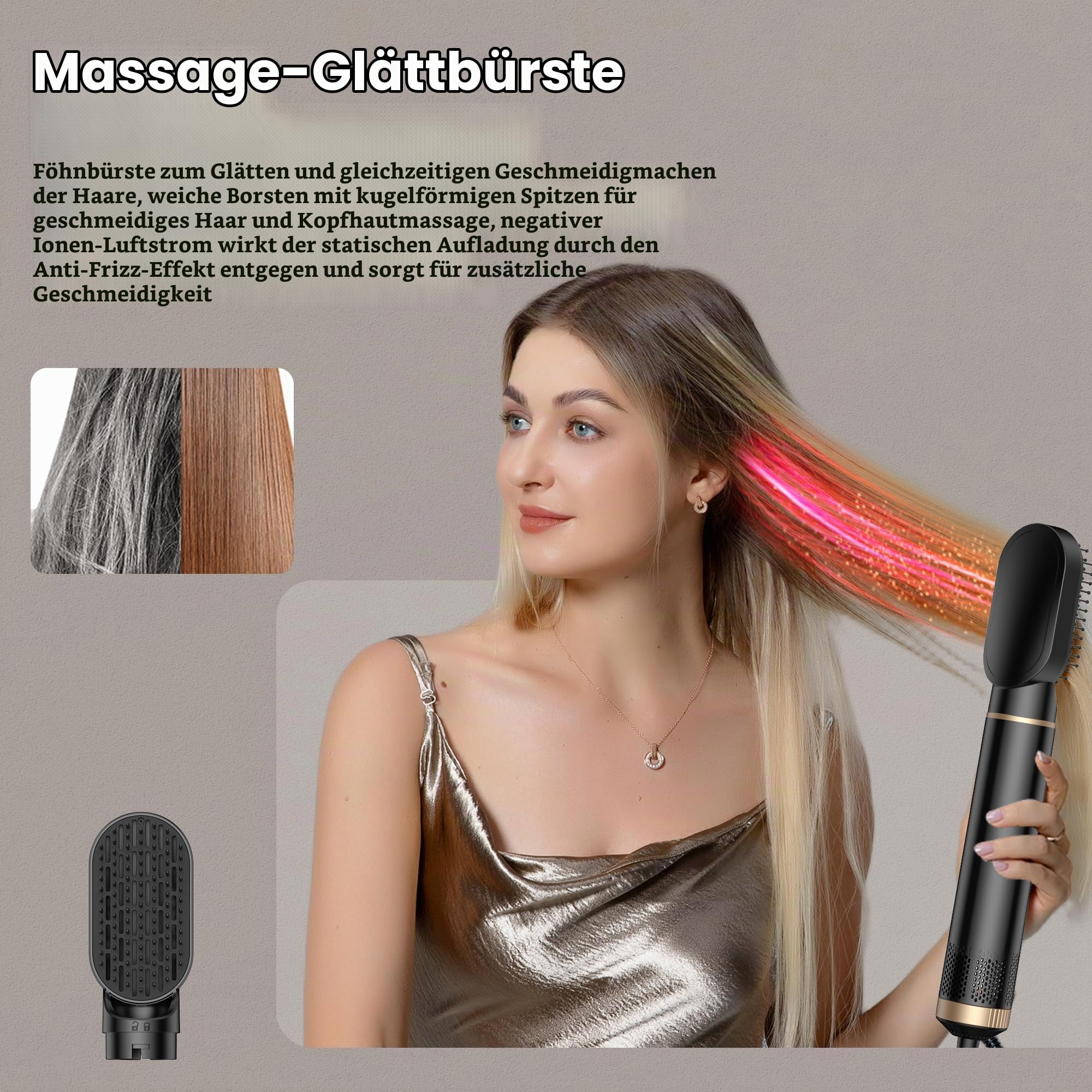 Haarstyler Hairstyler 5 in 1 Hair Styler Set 1000W mit Rundbürstenföhn, Warmluftbürste, Föhnbürste, Haartrockner, Air Curler, Glättbürste, Airstyler Geräte für Alle Haartypen