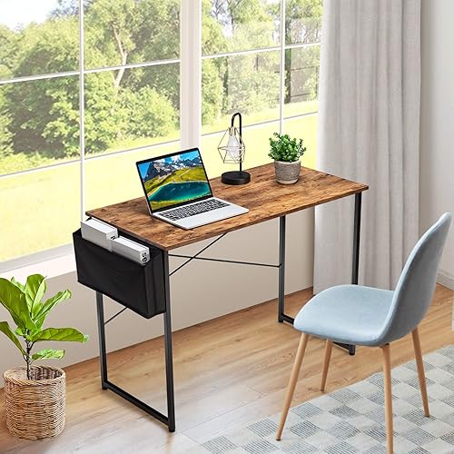 Toolsempire Mesa de escritorio para computadora, escritorio de computadora de oficina en casa de 40 pulgadas con bolsa de almacenamiento, escritorio