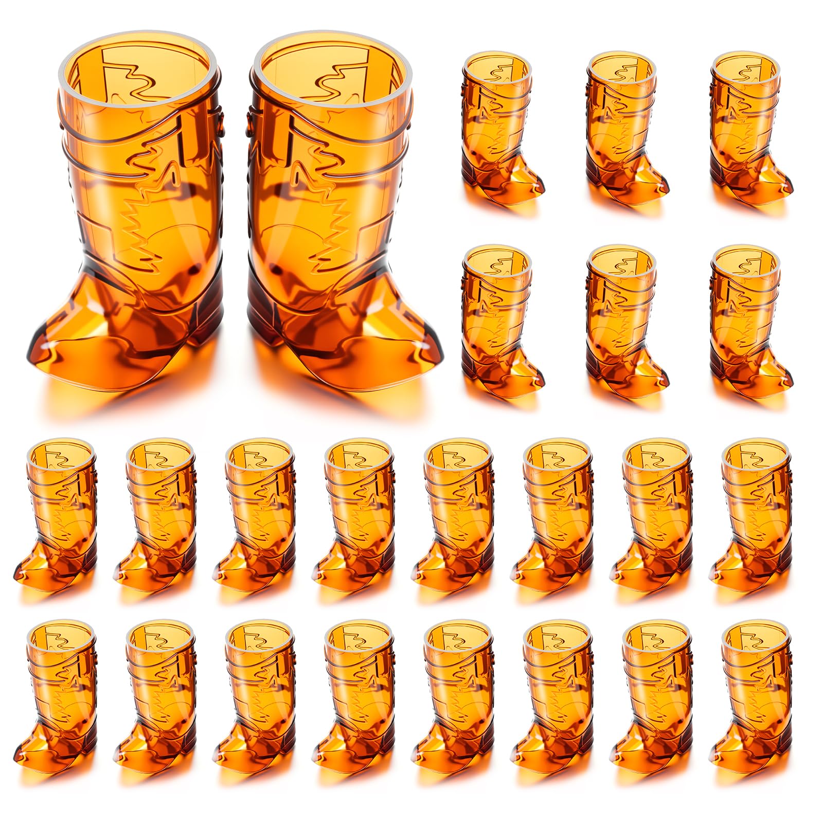 Cowboy Boot Shot Glasses, 24 Pcs 1 Oz Mini Plastic Boot Cups (Brown)