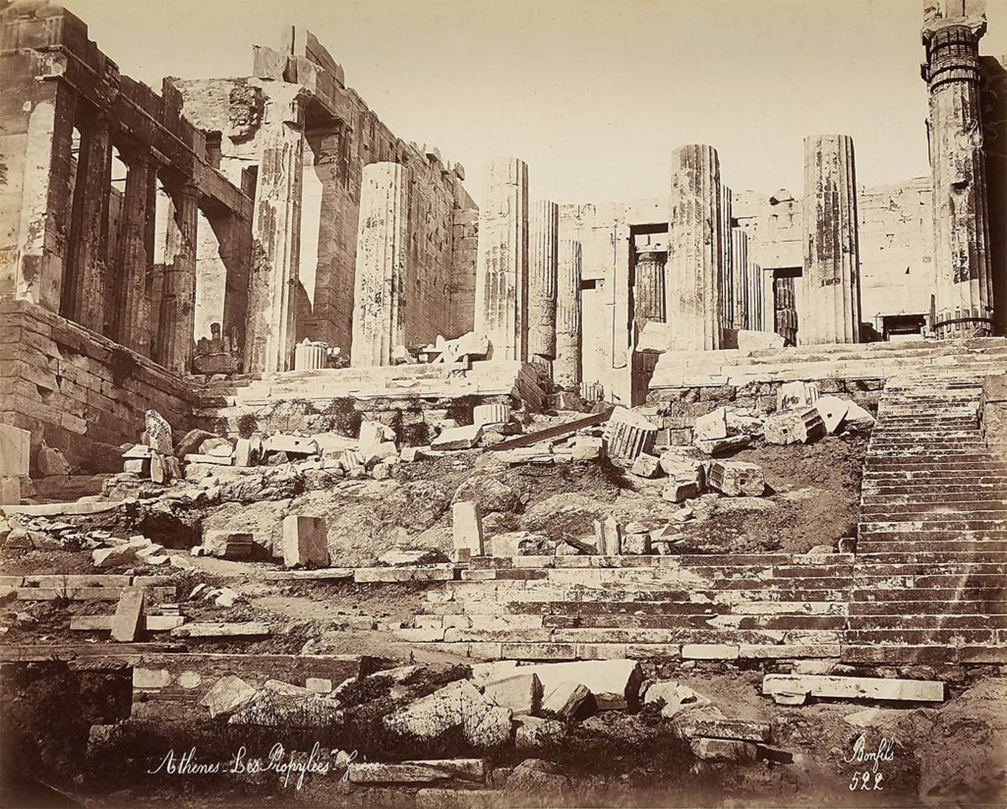 ARTXLXXBN Famous Print Painting Colorful Art Print the Propylaea of the Acropolis in Athens by Félix Bonfils Canvas Art Decorations for Home Decor 60x90cm