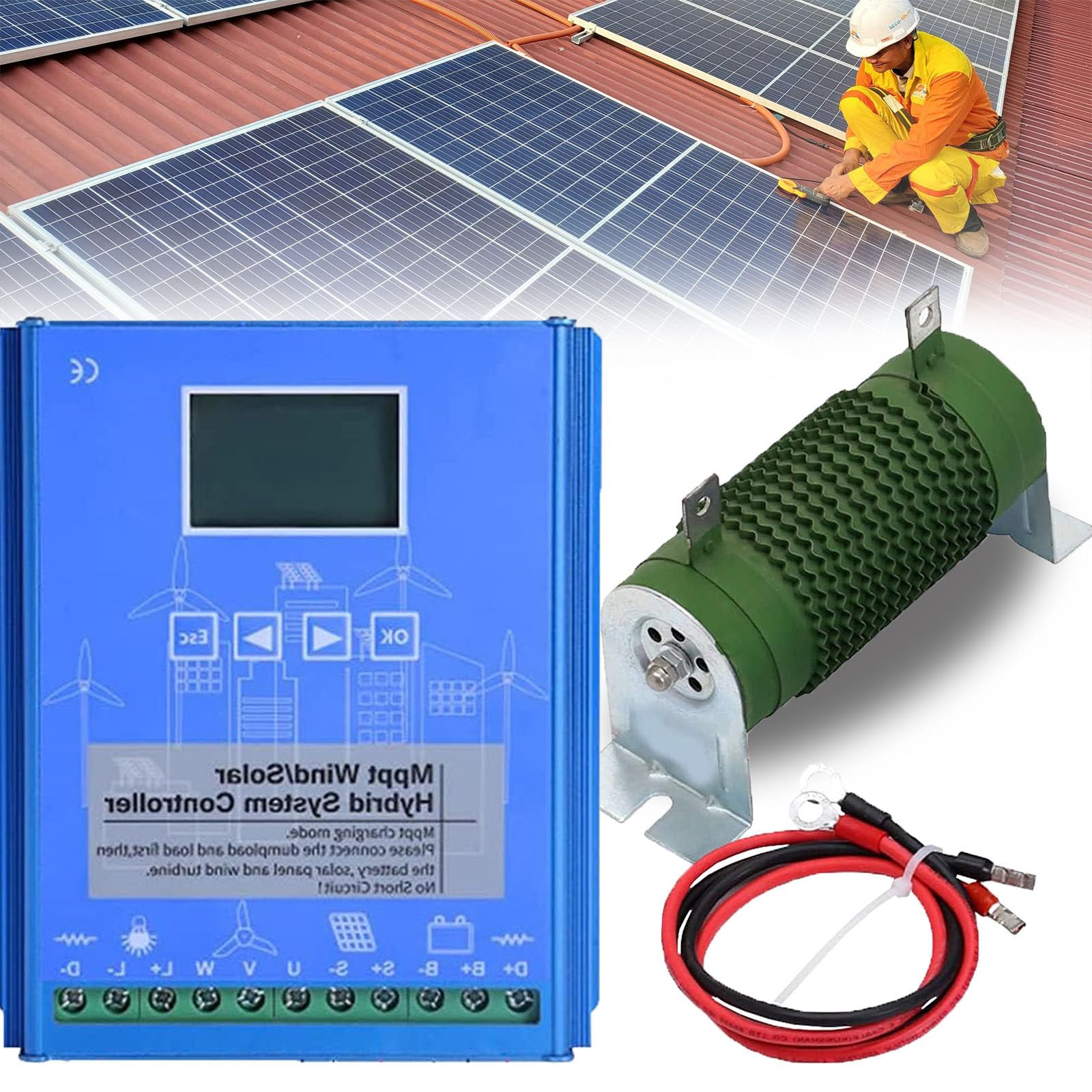 Régulateur de charge MPPT éolienne 2000W 12V axe vertical avec LCD