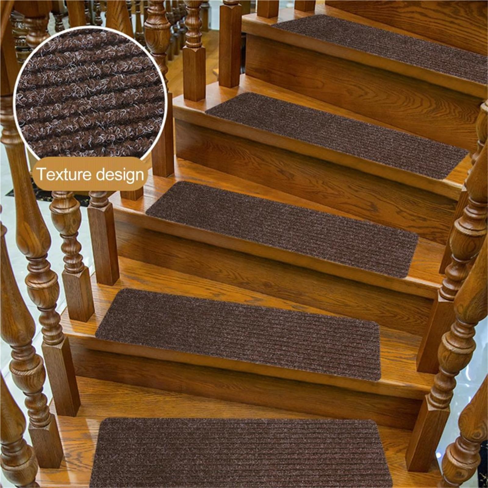 Hogar y Cocina - 15 gradini antiscivolo in morbido peluche per scale in legno, colore: cachi, ideali per la sicurezza domestica e lo stile