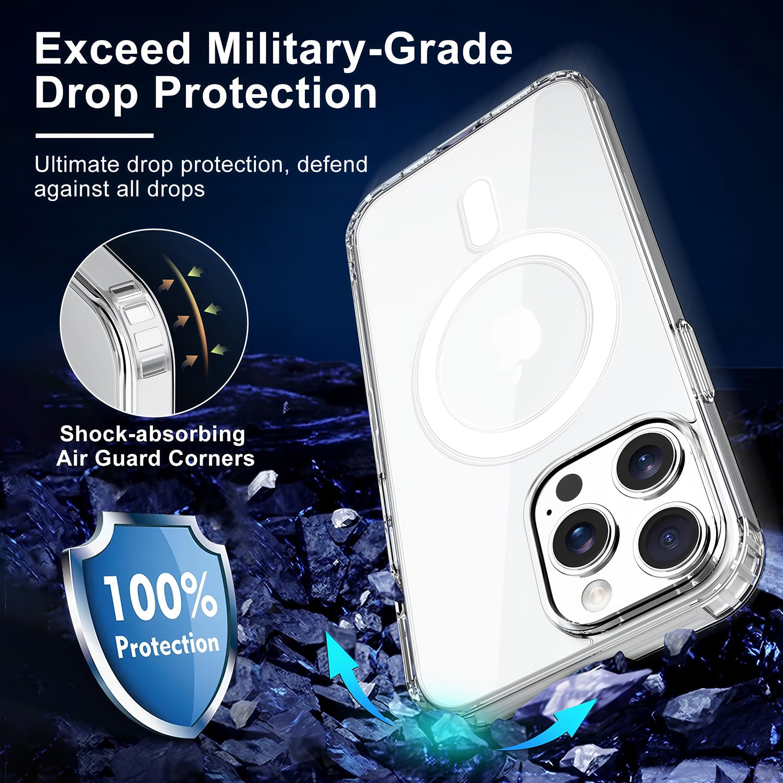 X-level Compatible Avec IPhone 14 Pro Max Coque Magnétique Transparente Fine [compatible Avec Magsafe] [Protection De Qualité Militaire Contre Les Chutes] Coque Arrière Rigide Souple Et Fine 2022 6,1