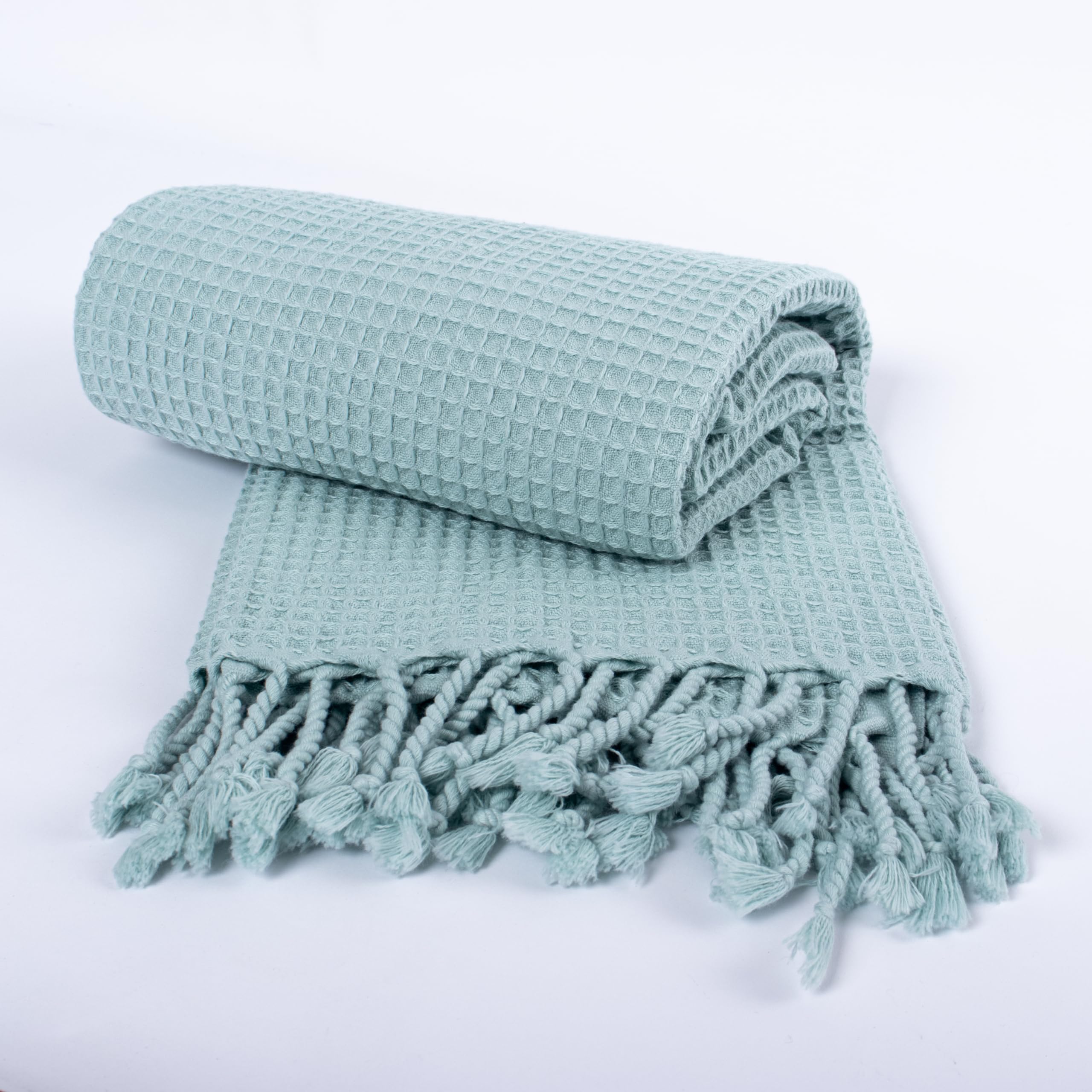 PÜSKÜL - Premium Waffle Thin Bath Towel Pack of 1, Organic 100% Turkish Cotton Waffle Weave Quick-Dry Oversized 35x70 inch Compact Peshtemal Towels Made in Turkiye (Ice Green, 1)