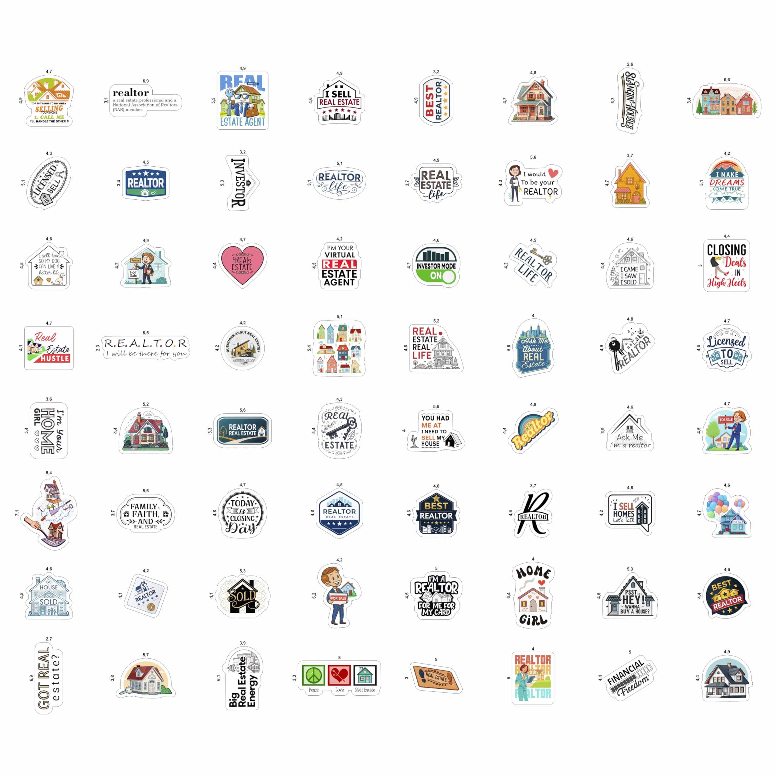 100Pcs Realtor Stickers for Laptop & Water Bottles, Real Estate Stickers - Real Estate Agent Gifts - Realtor Party Supplies - Gift for Women & Men