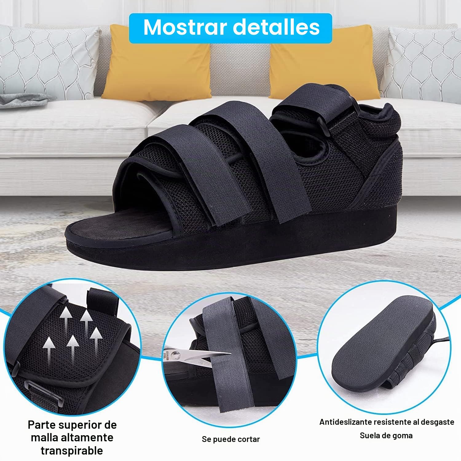 Zapato de recuperación de Post Op para caminar médico ajustable en el antepié y descargue el zapato curativo para postcirugía o soporte de operación pie roto juanetes de cirugía de dedo gordo roto (L)