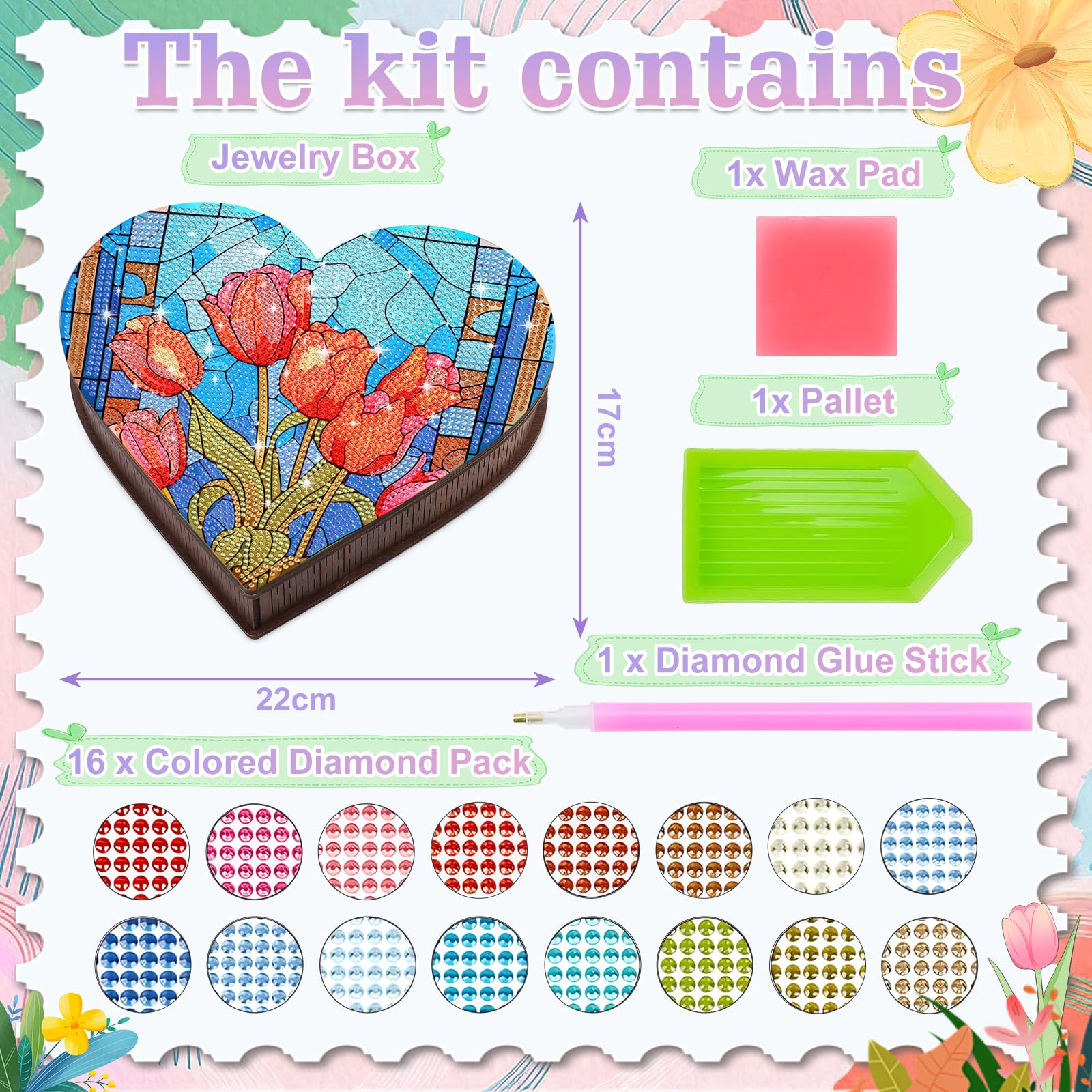 Scatola Portagioie Fai Da Te Con Diamanti – Kit Lavoretti Creativi Per Bambine 5-12 Anni, Forma Di Cuore - 2