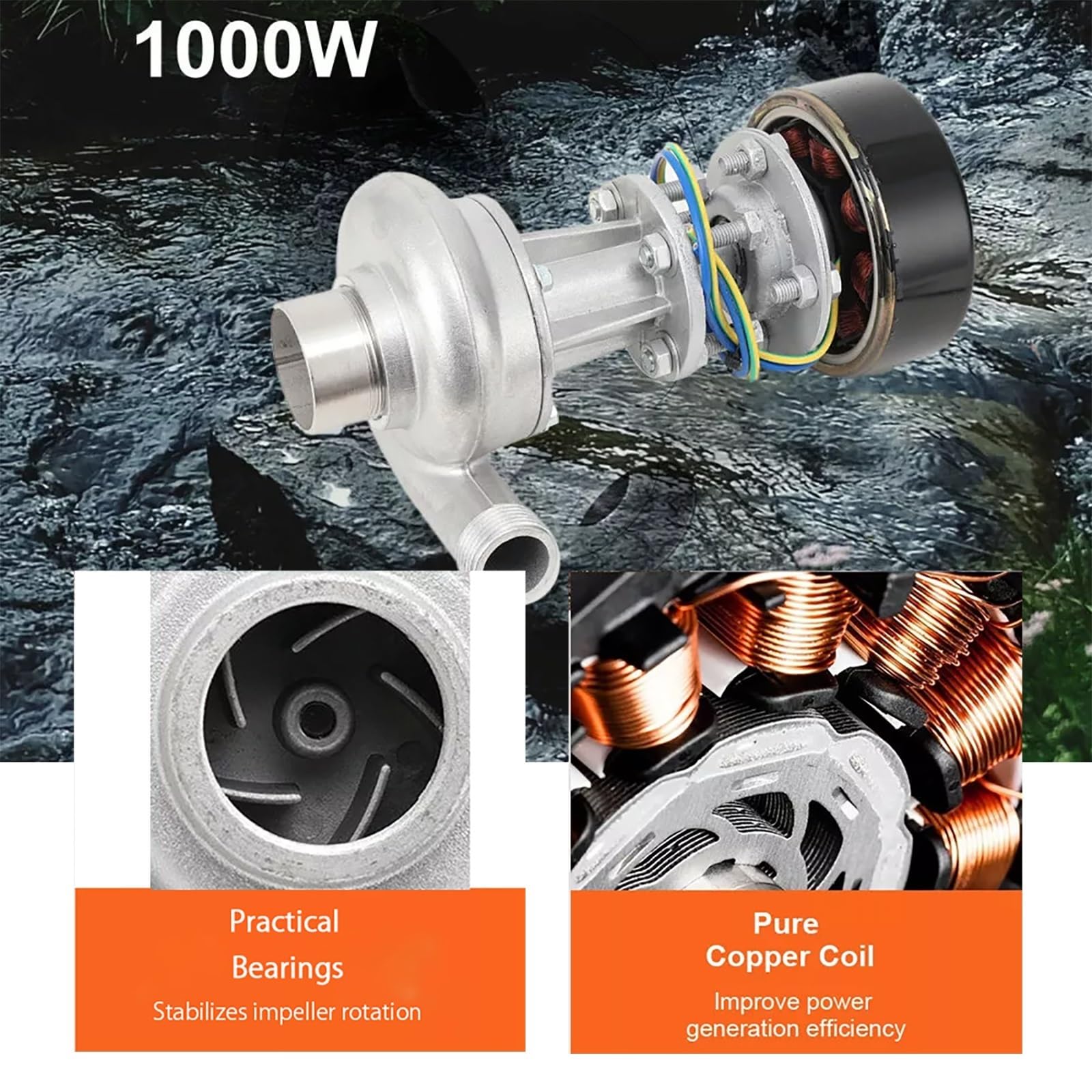 Generatore Idroelettrico 1000W 110V-220V Turbina Acqua Micro Hydro 50Hz