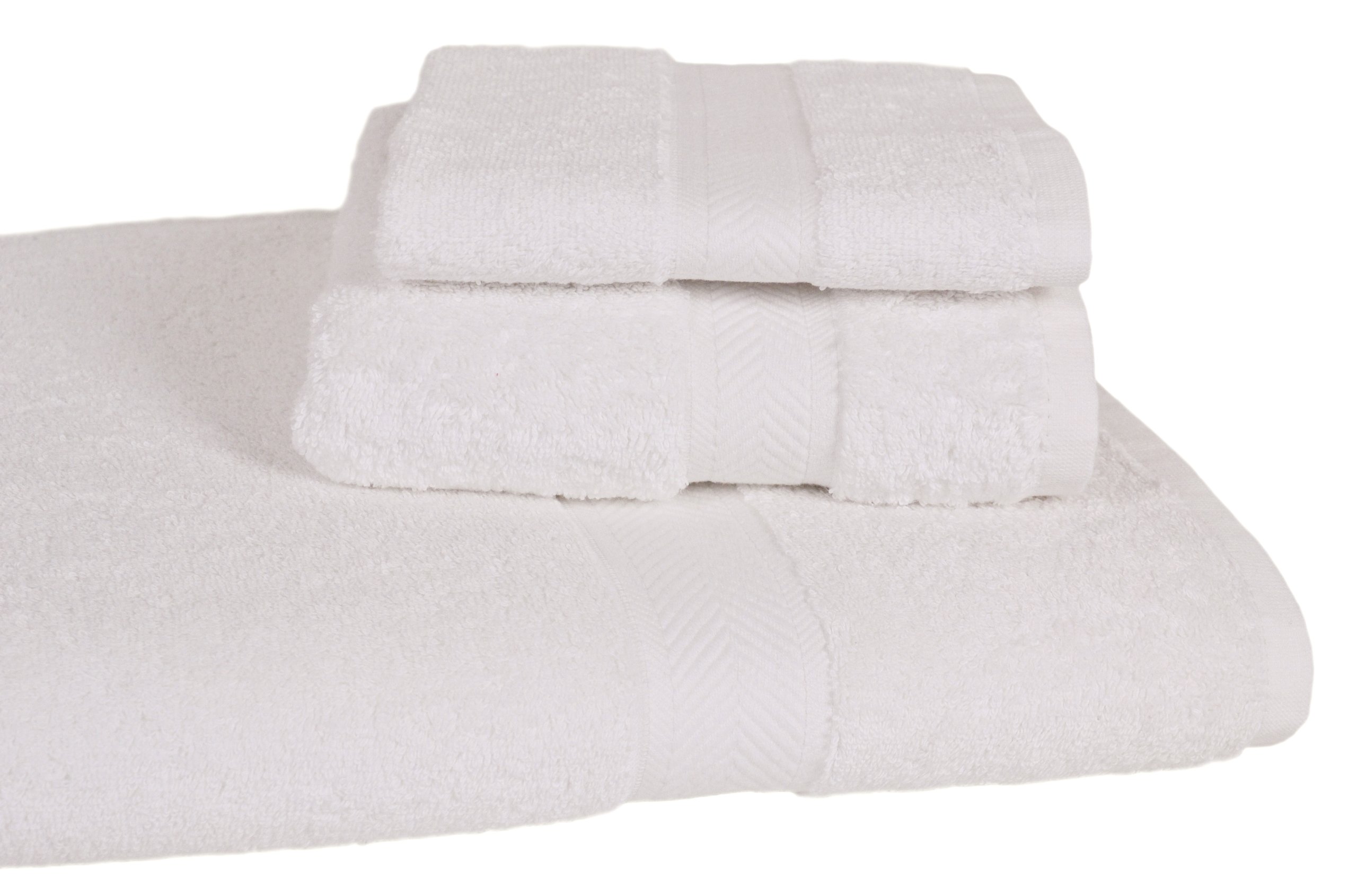 Homestead Textiles Ring Spun Line 100-Percent Pima Cotton Bath Towel Set, White, 3-Piece