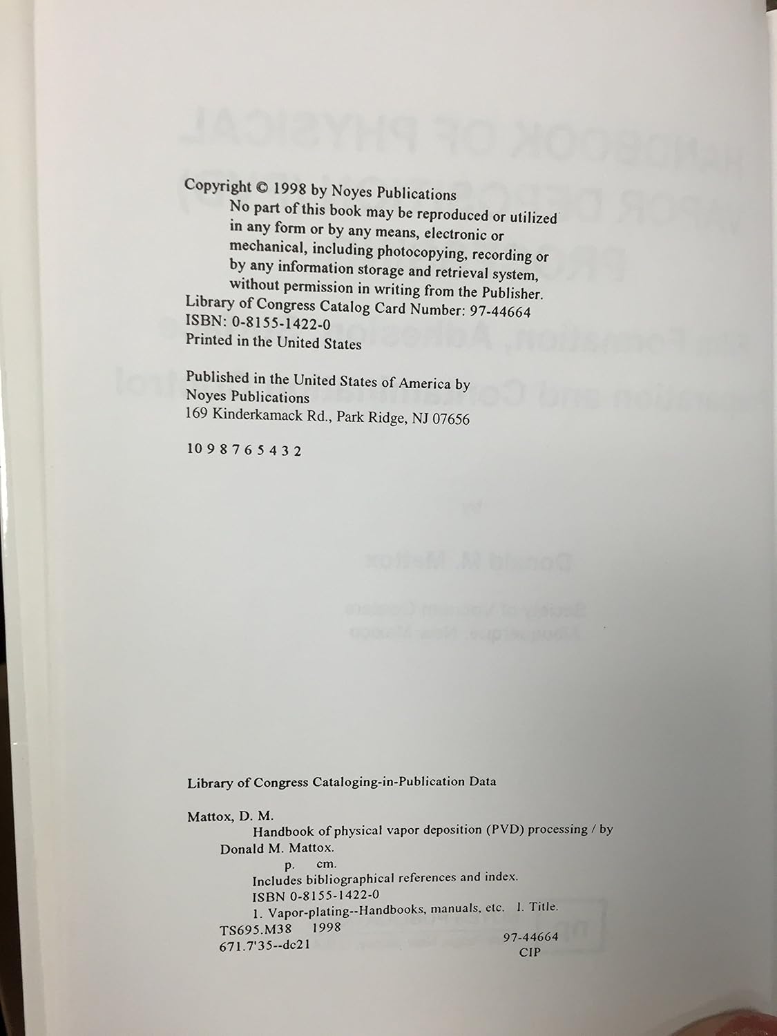 Handbook of Physical Vapor Deposition (PVD) Processing