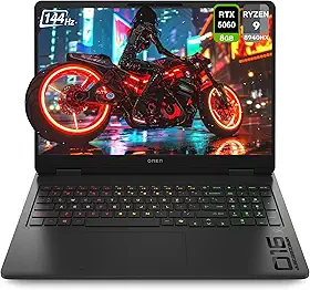 HP Notebook para jogos OMEN (atualizado) AMD Ryzen 9-8940HX, RAM DDR5 de 32 GB, SSD PCIe de 1 TB, tela de 16 polegadas 2K (1920 x 1200) 144 Hz, Nvidia G-Force RTX 5060, teclado retroiluminado, W11