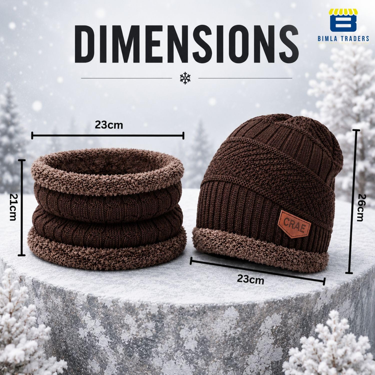 BTfash Mens Sports Winter Beanie Hats Scarf Set Warm Knit Hats Skull Cap Neck Warmer with Thick Fleece Lined Winter Hat & Scarf (2 Piece Combo) (Brown) 1
