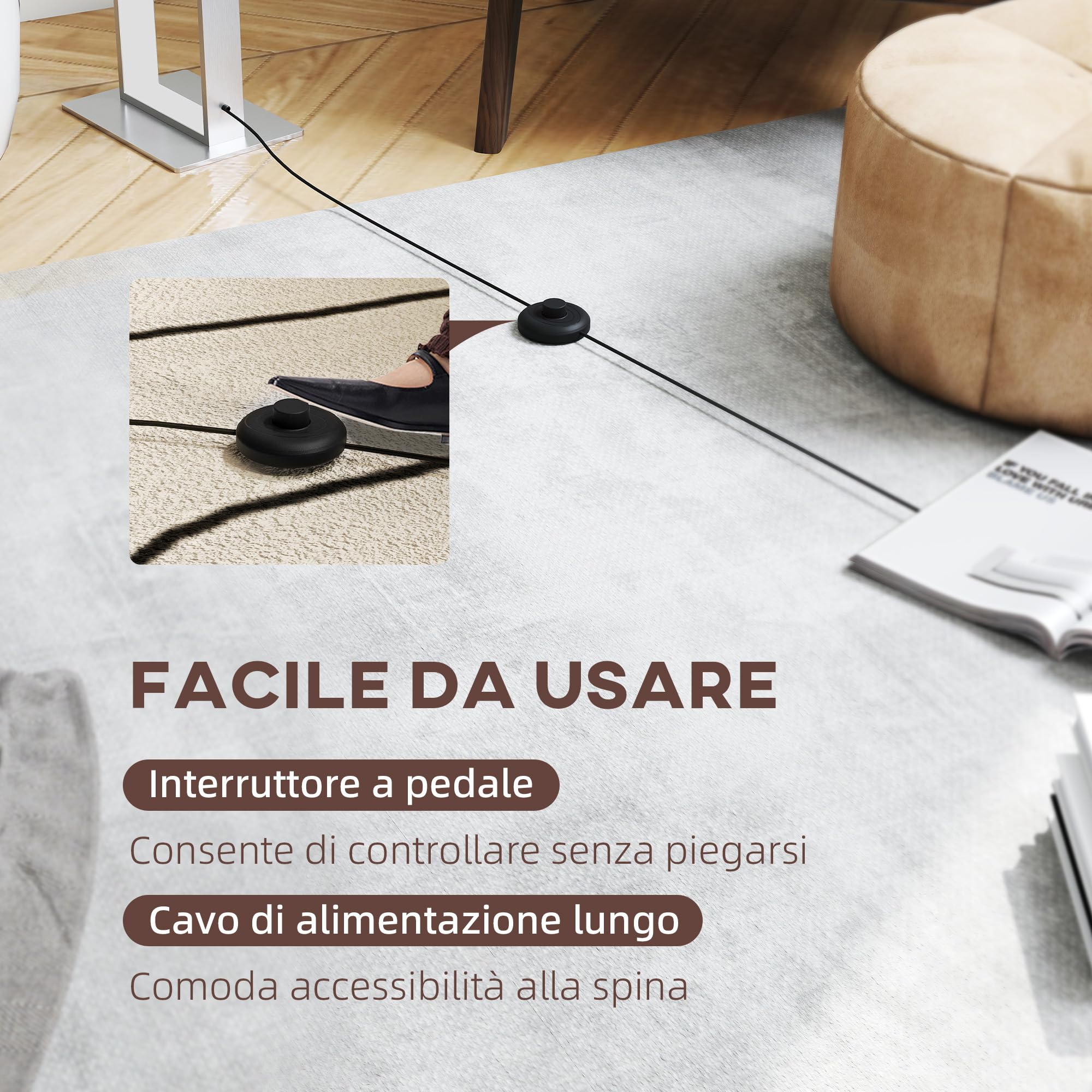 HOMCOM Lampada da Terra da 150 cm Dimmerabile Lampada a Piantana Bianco | Moderna, 3 Modalità, Luminosità Regolabile, Paralume in Tessuto, Interruttore a Pedale