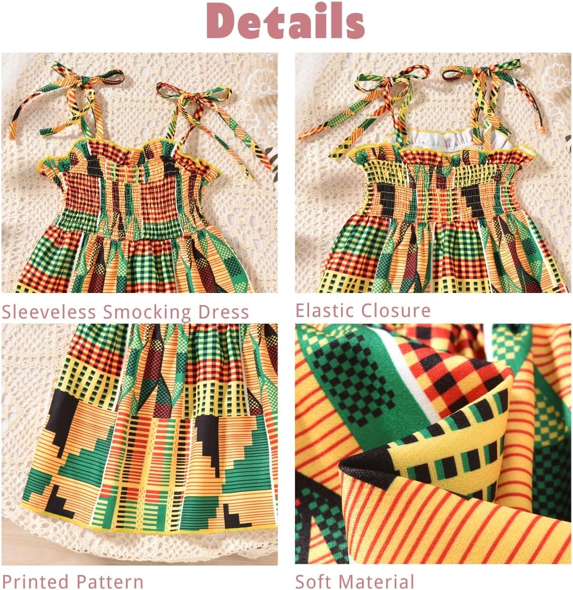 Aalizzwell Infant Baby Girls Spaghetti Strap Smocking Dress - Image 4