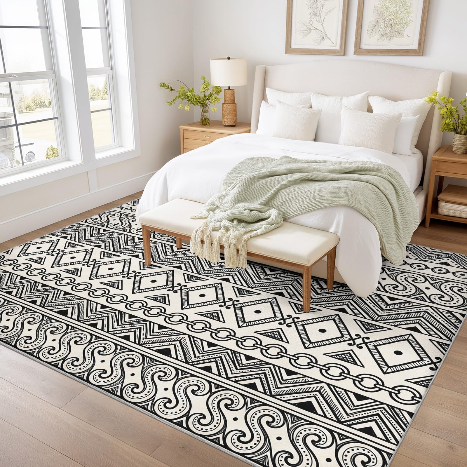 Tribal Geometrisch Rutschfester Teppich Wohnzimmer 60 x 120 cm