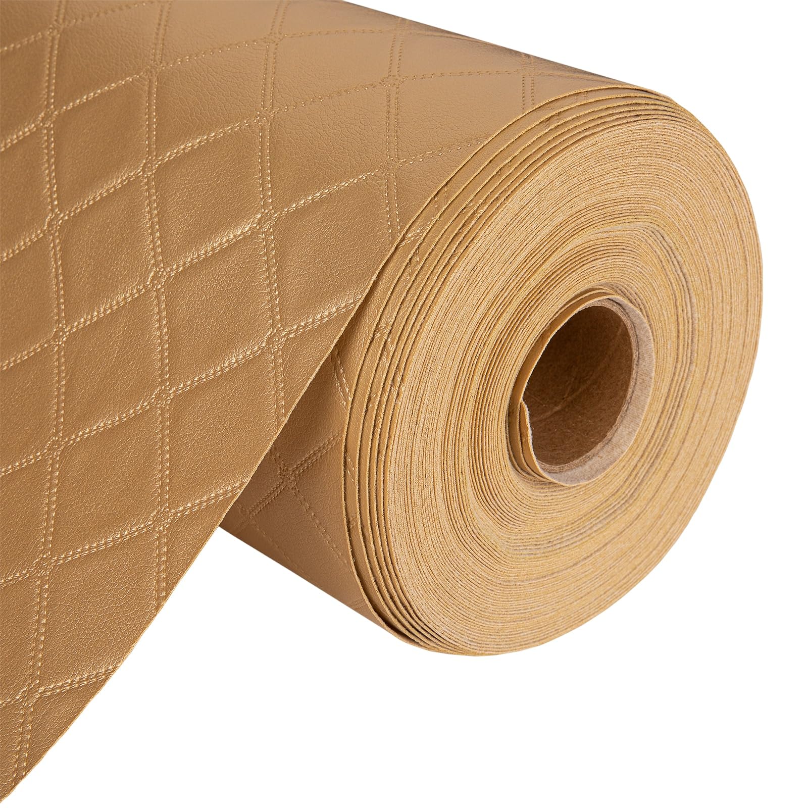 Vinyl Leatherette Fabric, Fire Retardant, Waterproof Upholstery Material, Faux Leather Sheets for Chairs, Bookbinding, 55 Inch Wide, Diamond Gold Fabric, 25 Metre