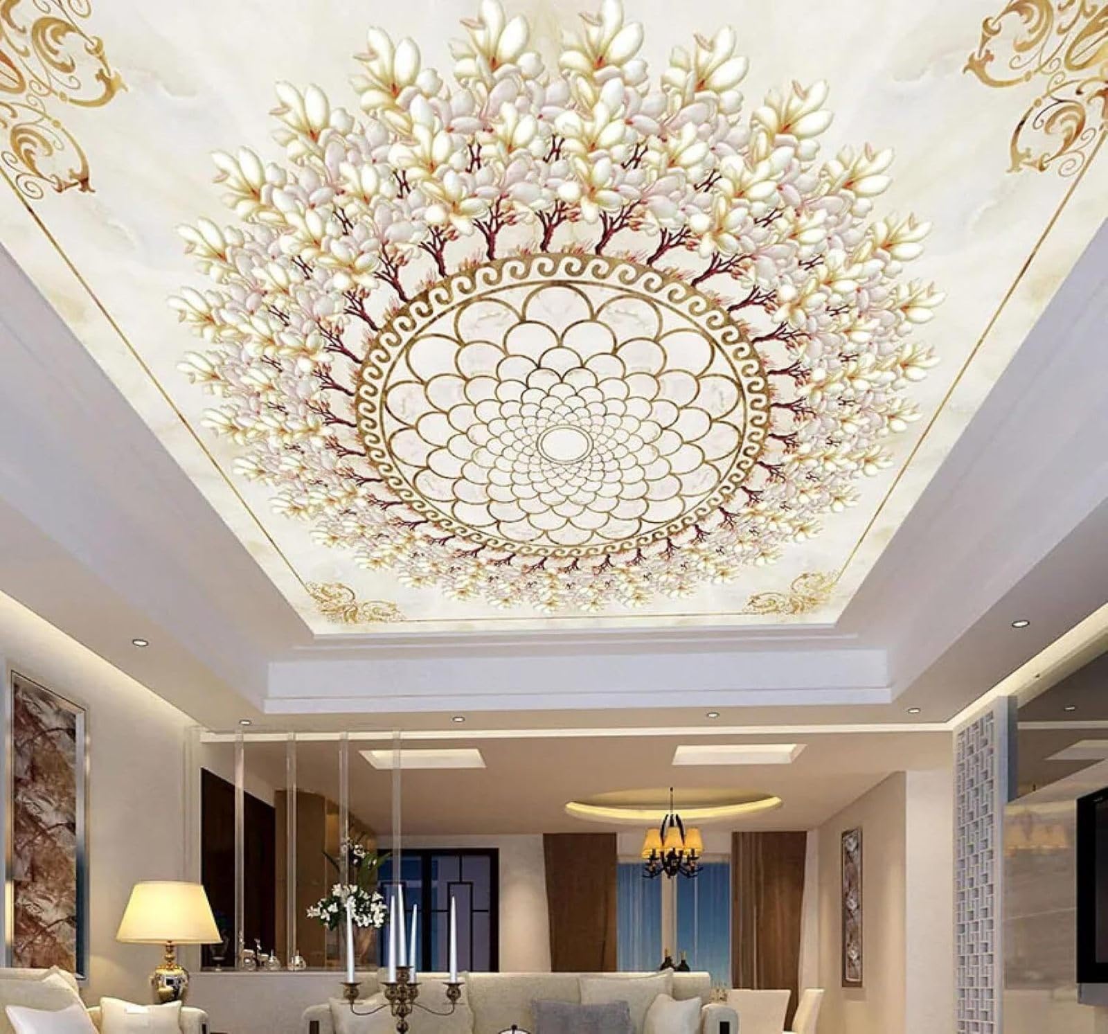 Xlming 430Cm×300Cm(B×H) Relief Luxury Orchids Palace Style 3D Wallpaper Silky Texture Home Study Office Grey Dining Room Sofa Bedroom Living Room Tv Backdrop-430Cm×300Cm