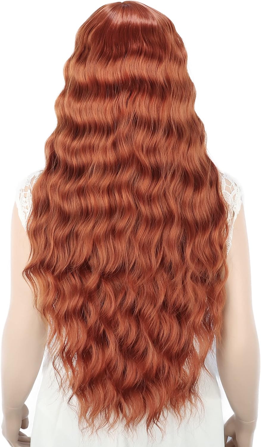 YEESHEDO Auburn Long Hair Wigs for Women Natural Curly Wavy Synthetic Wigs with Fringe Auburn Red Wig for Party Cosplay or Daily 28 Inches - Image 4