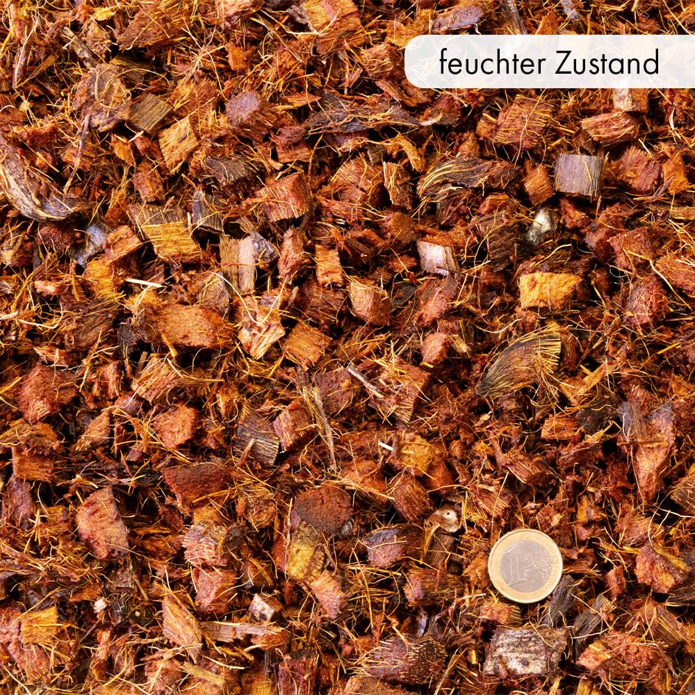 Terra Discount Kokos-Mulchchips, 5 kg Block, 100% Naturprodukt aus Kokosfaser, Mulch & Pflanzsubstrat für Garten, Hochbeet, Orchideen & Zimmerpflanzen, Alternative zu Pinie (1)