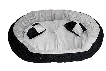 R.K Products Ultra Soft Ethinic Designer Bed for Dog and Cat Export Quality(Black and Grey,Large)