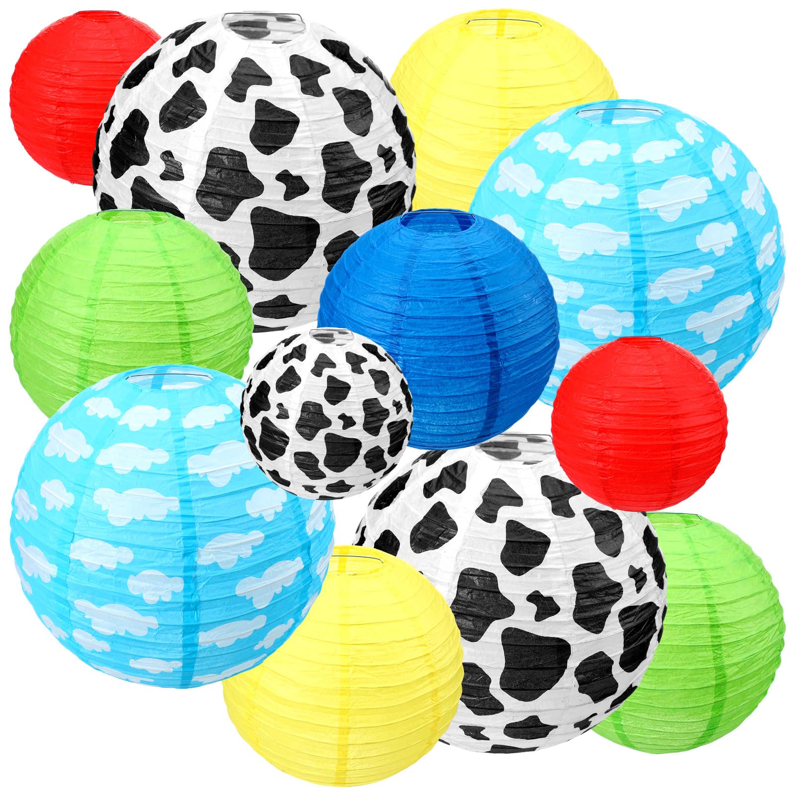 MotiMind 12 Pcs Cartoon Story Themed Hanging Paper Lanterns Cartoon Story Party Round Lantern Decorations Cartoon Story Birthday Party Shower Home Decor Supplies