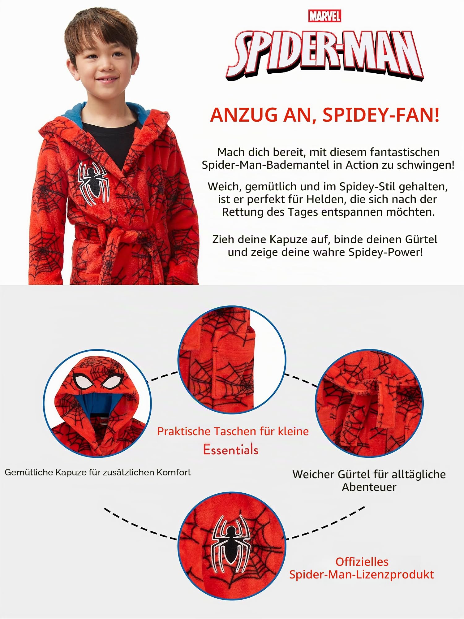 Marvel Jungen Spiderman Bademäntel