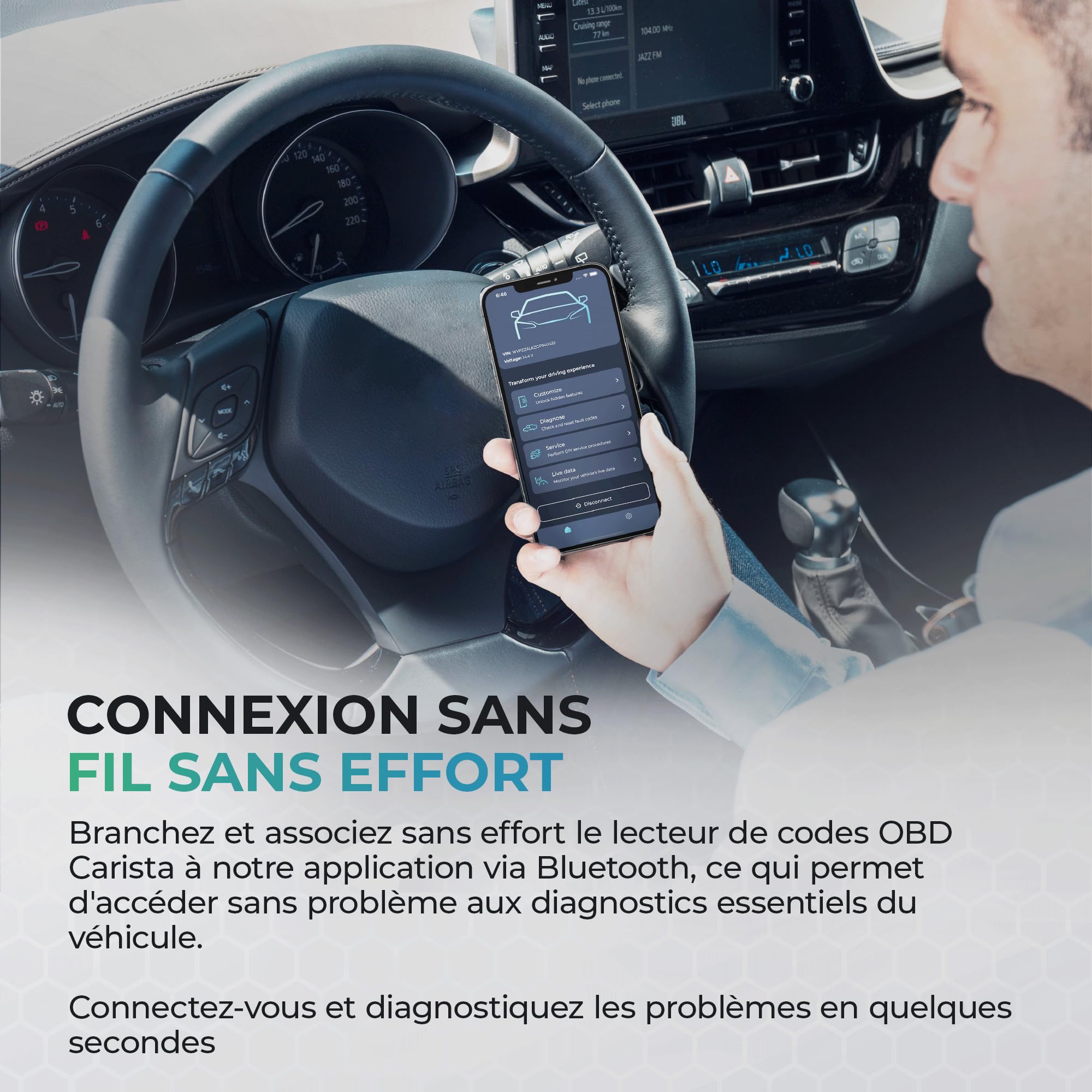 Carista OBD- Lecteur Bluetooth: Diagnostics, personnalisations, Outils d'entretien et données en Direct (Abonnement requis)