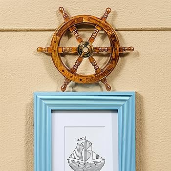 Nagina International 船の舵 18インチ　インテリア Amazon.com: Nagina International Nautical Handcrafted Wooden