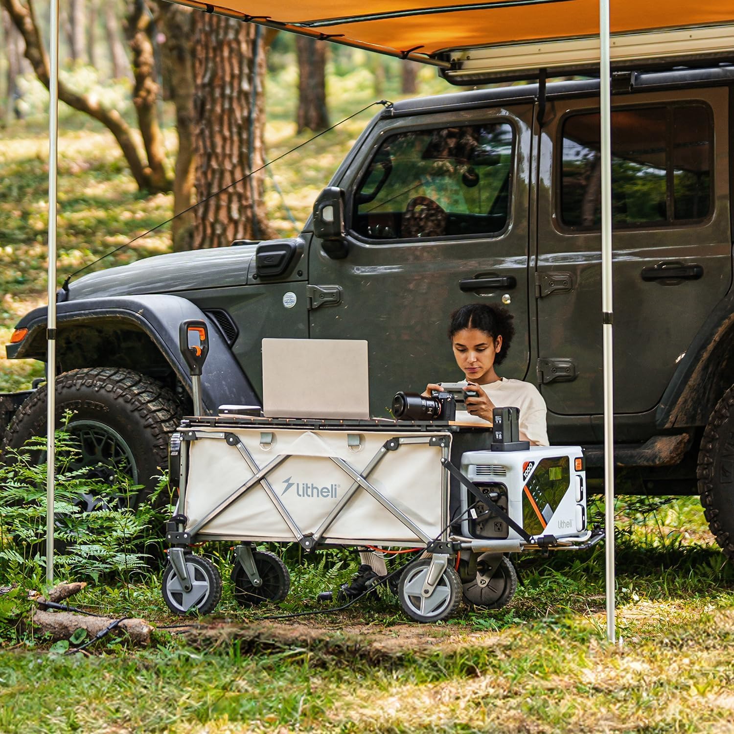 LiTHELi Carrello da campeggio pieghevole con rotolo di uova, tavolo da tavolo per carro leggero, tavolo da campeggio pieghevole per Wagon elettrico W1 Pro