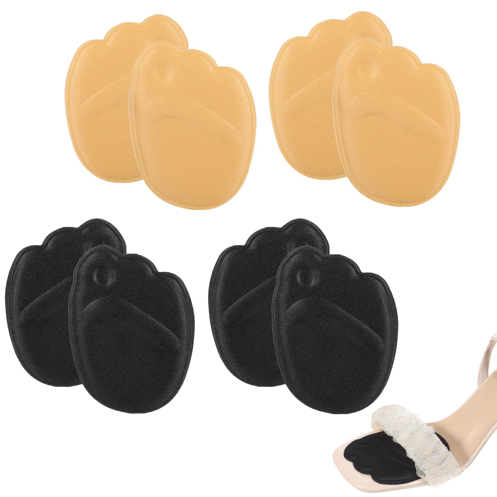 Yuomeaz 4 Pairs Shoes Inserts for Women Ball of Foot Cushions, Metatarsal Pads, High Heel Non-Sliding Insole, Forefoot Cushion for Metatarsalgia