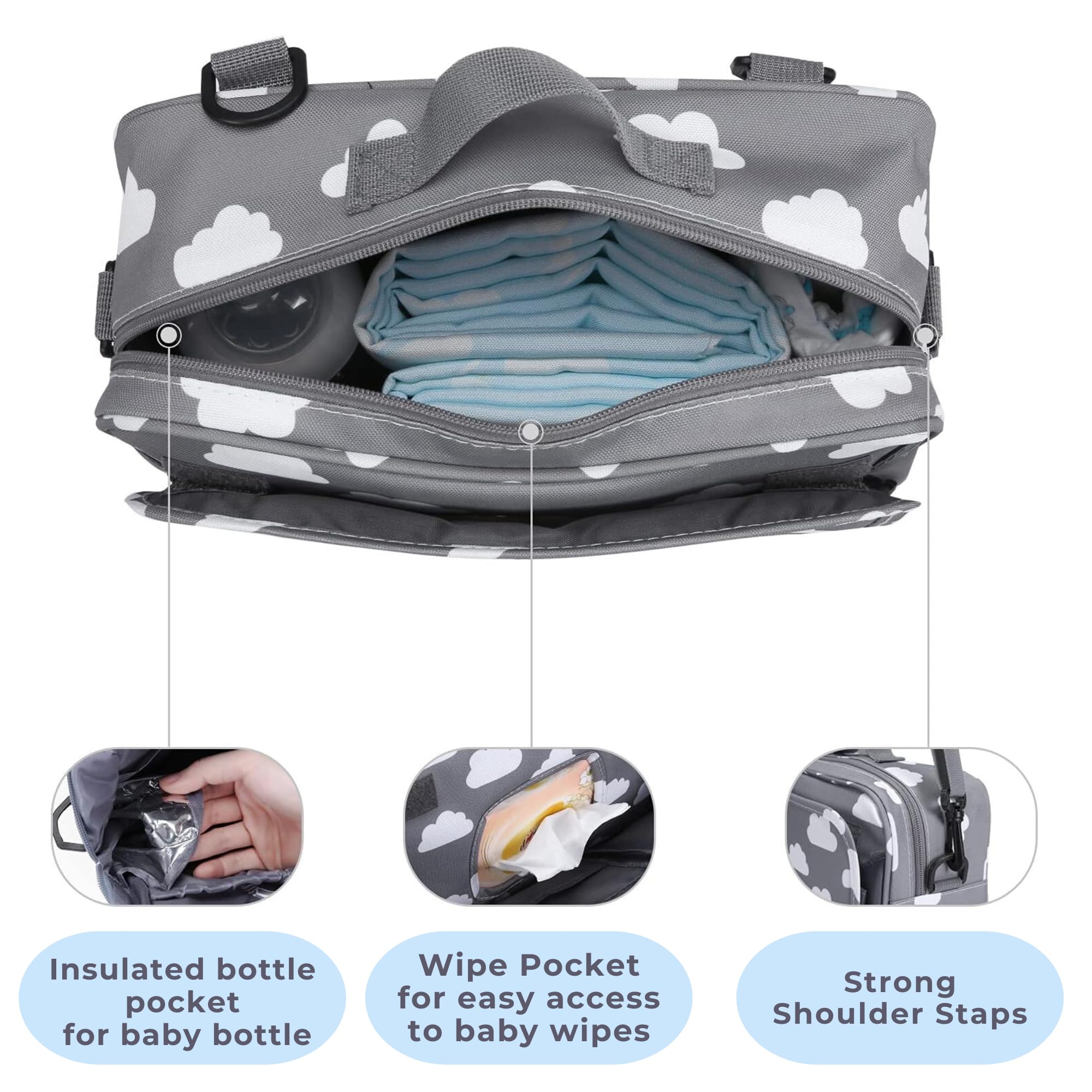 Small Stroller Buggy Maternity Bag Stroller Stroller Stroller Organizer Multipurpose Hospital Maternity Chair Bag, cloud., Pram bag - Image 3
