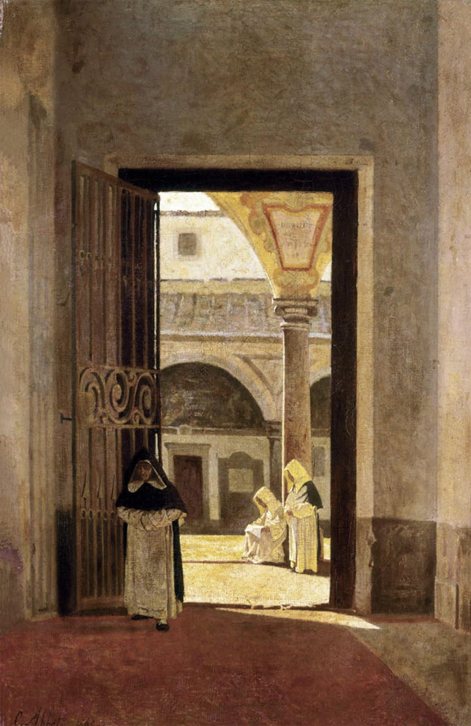 SERENDIPITP Abstract Painting Mural Print Picture Wall Decor Painting Entrance Corridor of a Dominican Convent by Giuseppe Abbati Vintage Wall Artwork for Home Decor 60x90cm