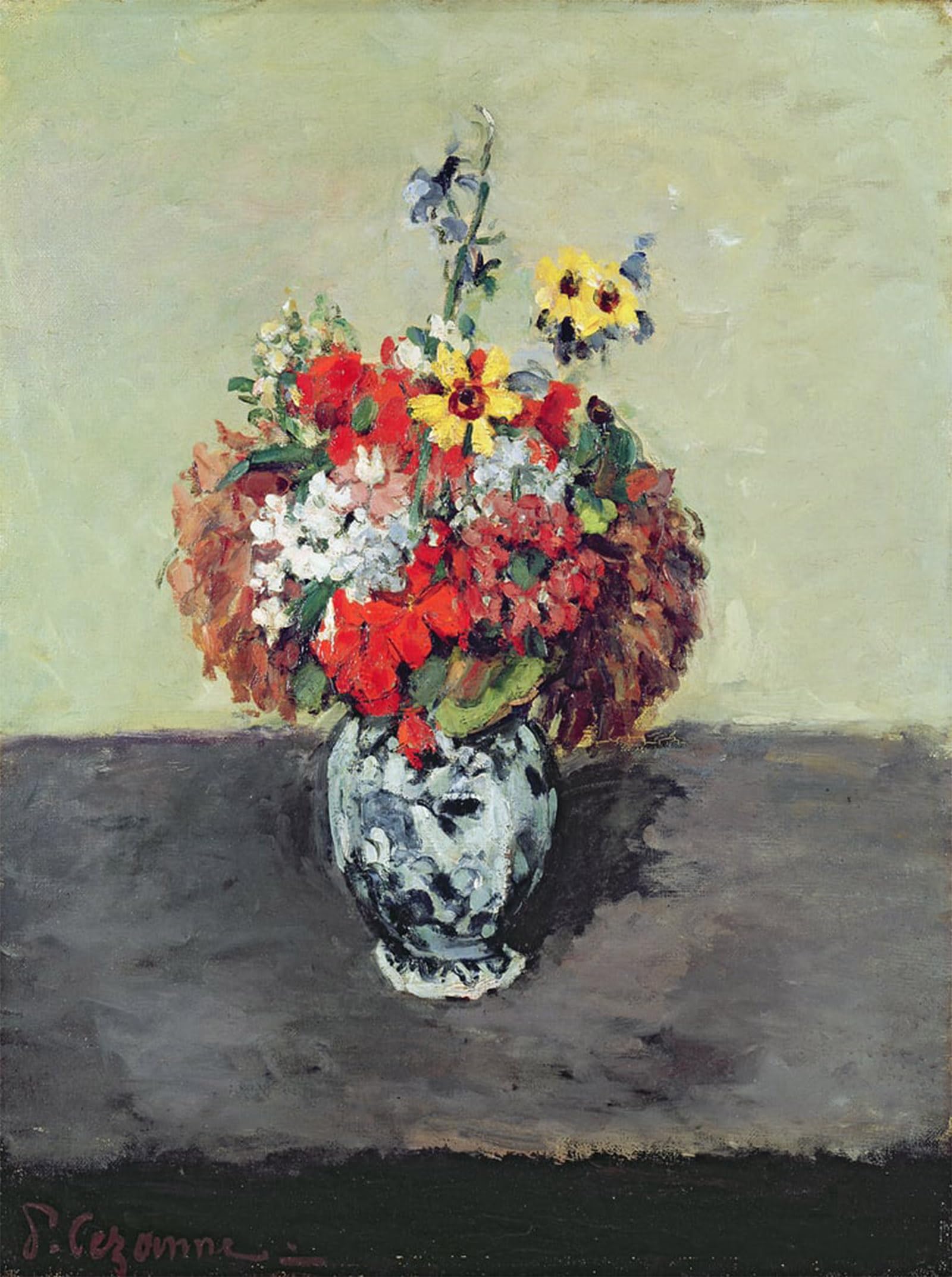 ARTXLXXBN Famous Prints Artwork Pictures Poster Painting Art Flowers in a Delft Vase by Paul Cézanne Artwork Landscape Pictures for Home Decor 60x90cm