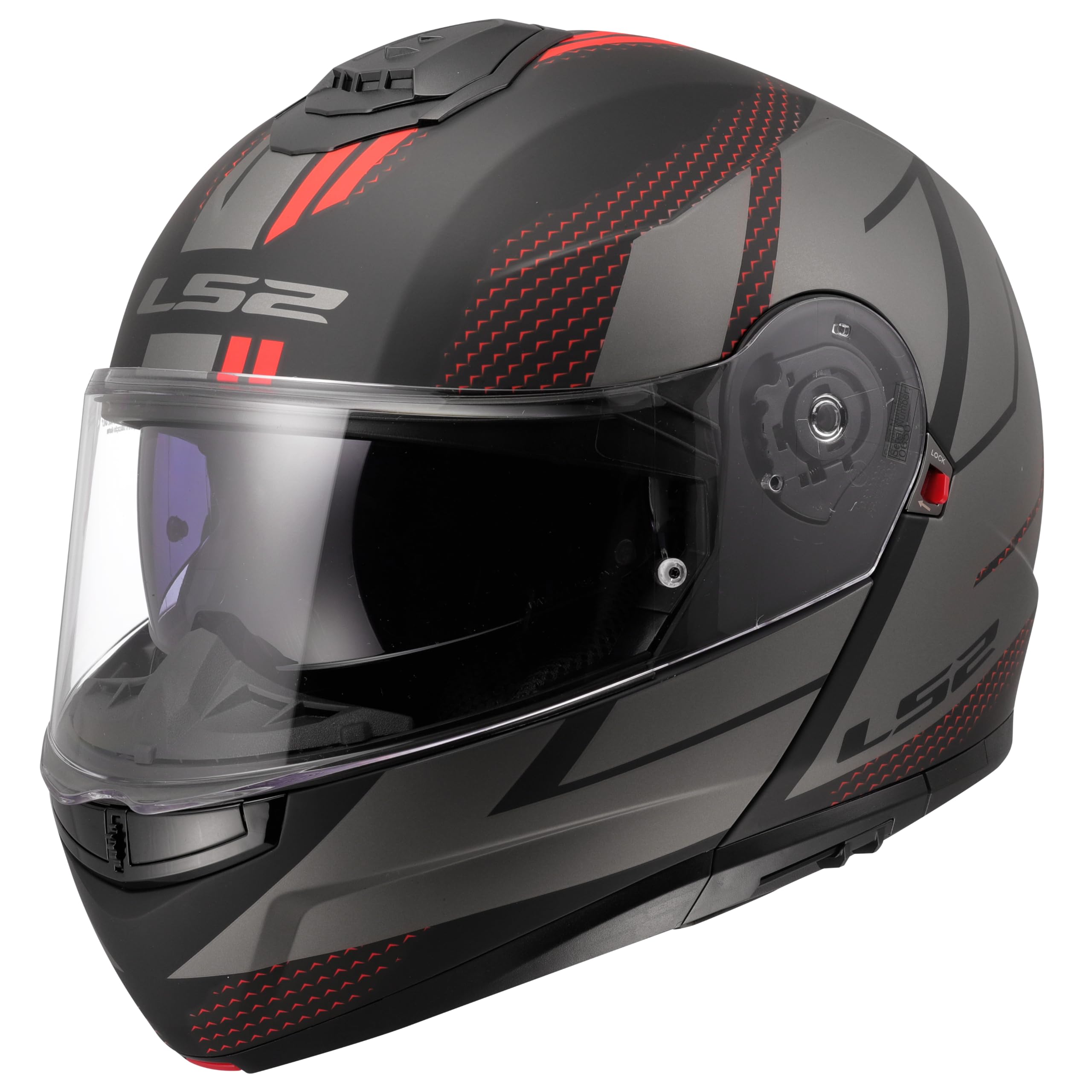 LS2, Casco Moto Modular Strobe II Code Matt Black Grey, XS