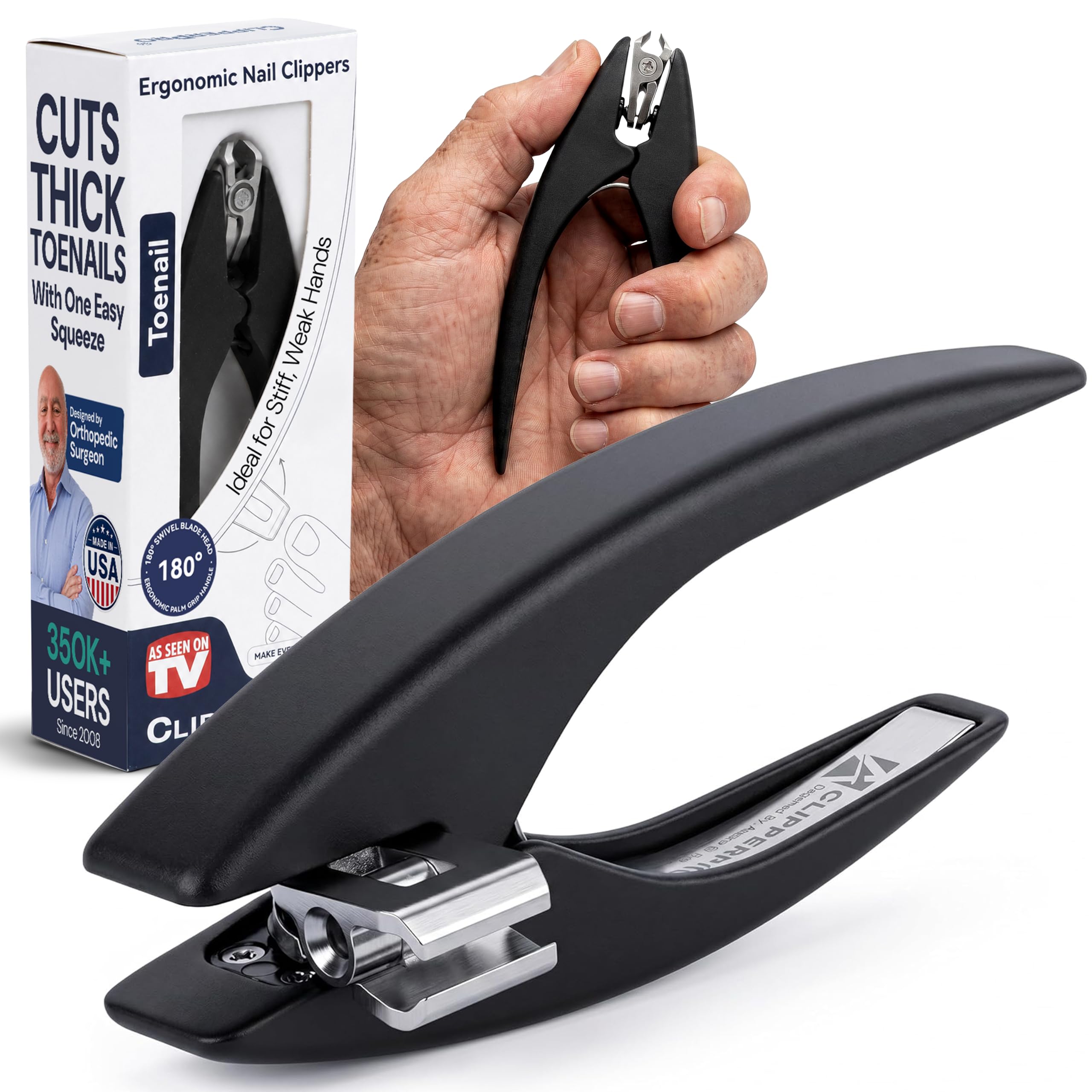 Prime Toenail Clippers for Thick Nails, Seniors, 180 Swivel
