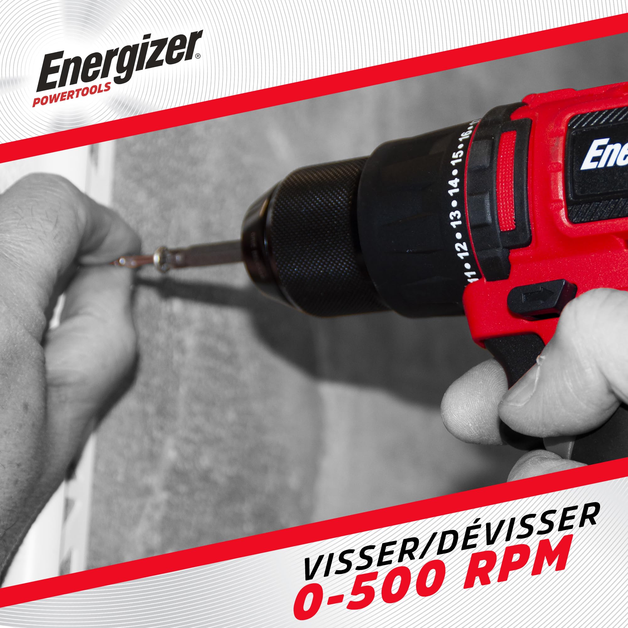 Energizer - Wiertarka akumulatorowa 20 V ultralekki moment obrotowy 40 Nm, 2 prędkości (1850 obr./min), uchwyt 10 mm, w zestawie 2 baterie 20 V 2 AH + szybka ładowarka, narzędzie o wysokiej wydajności