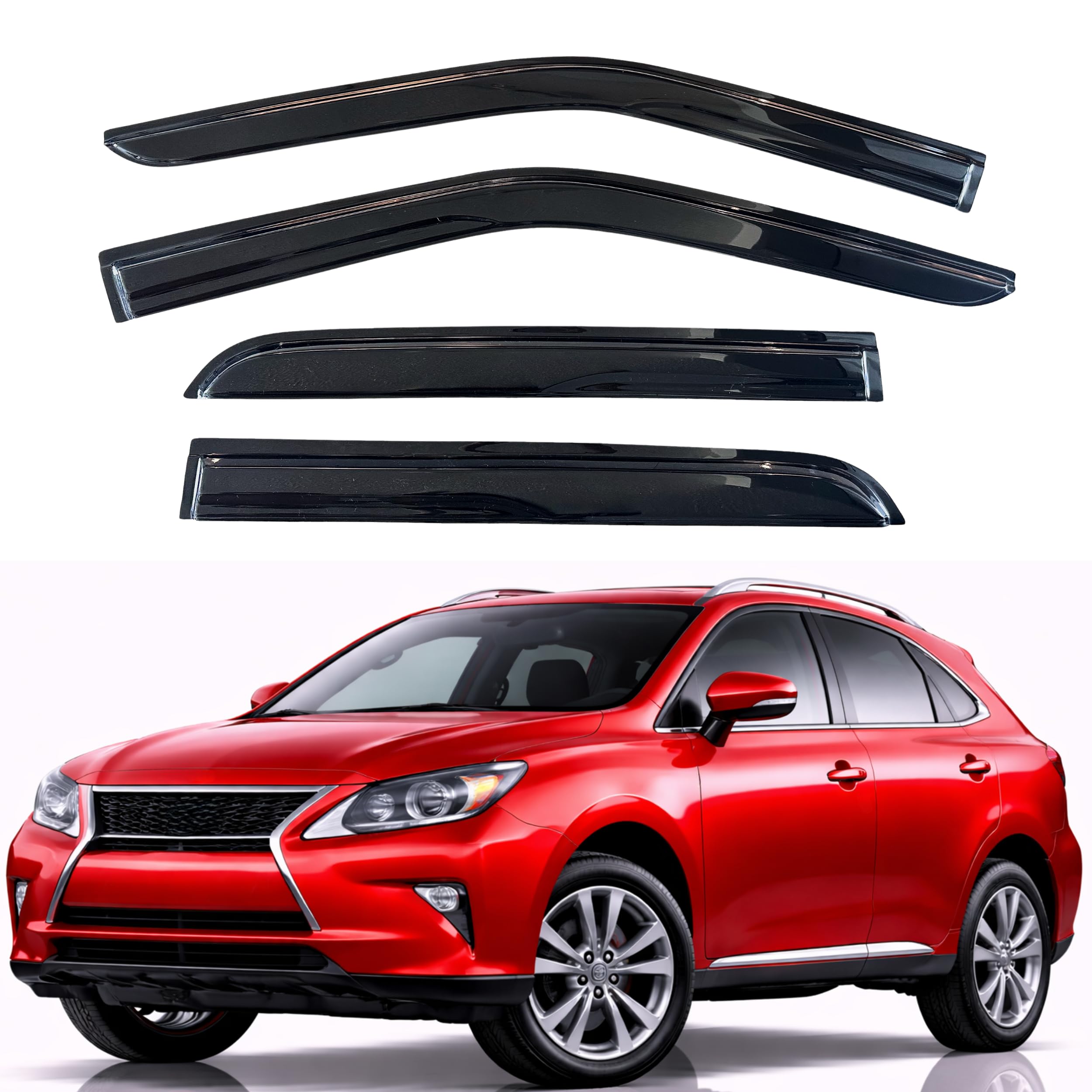 KPY Rain Guards Fit for 2010-2015 Lexus RX350 RX450h, Out-Channel Window Visors Vent Wind Deflectors 4PC, Car Accessories for 10-15 Lexus RX Series