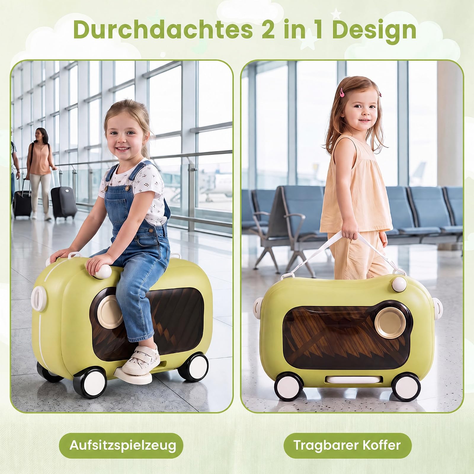 COSTWAY Ruchoma walizka dziecięca z kółkami i siedziskiem, nośność 25 kg