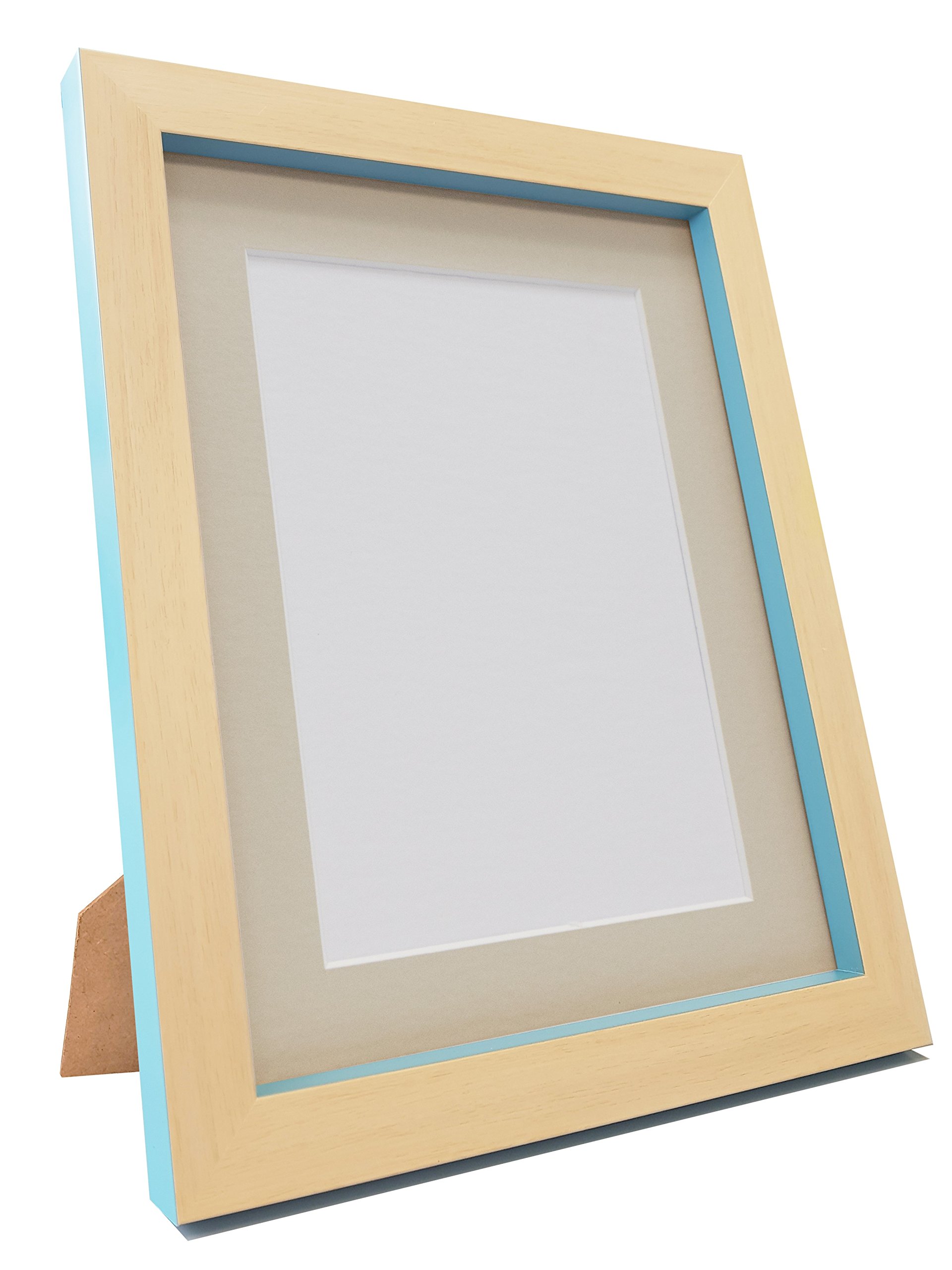 Magnus Beech Picture Photo Frame, Teal Blue with Light Grey Mount, A4 Image Size 10 x 6 Inch