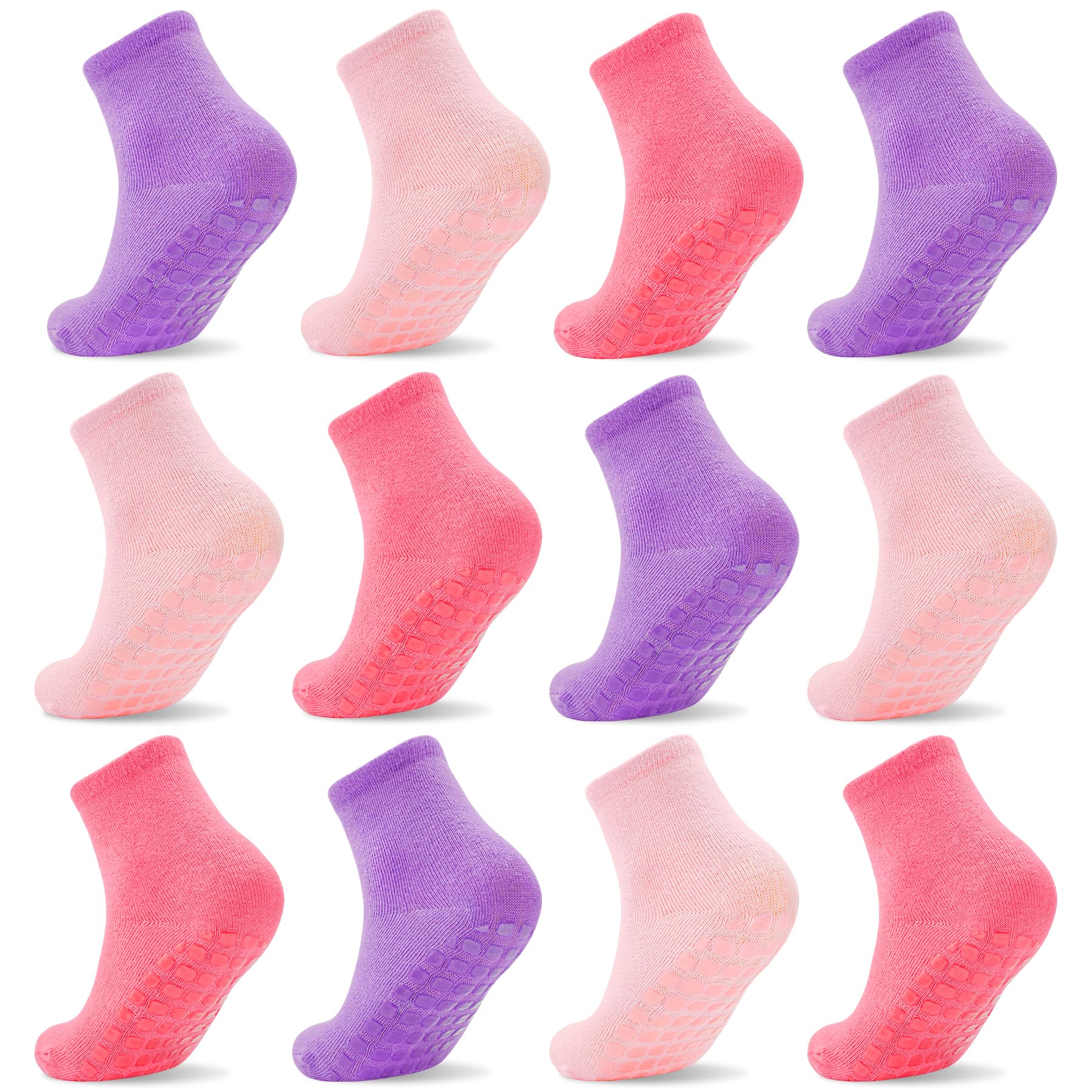SkiBeaut Toddler Boy Socks, 12 Pairs Kids Grips Toddlers Boys Girls Non Slip Gripper Little Kid Slipper Socks Age 1-7