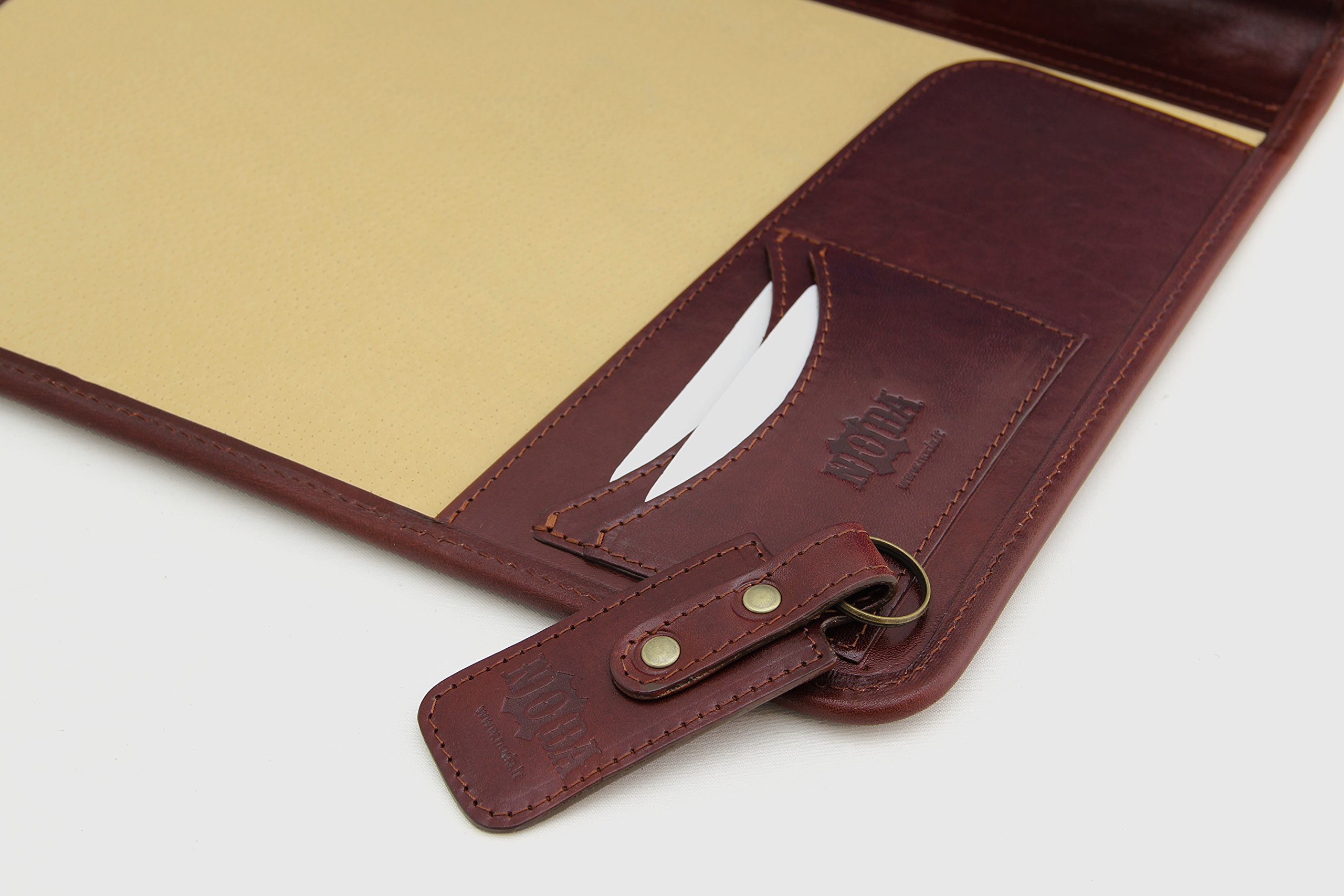 Carpeta de presentación profesional de piel italiana tamaño A4 para conferencias de negocios, carpeta de notas, cartera, funda de escritura marrón