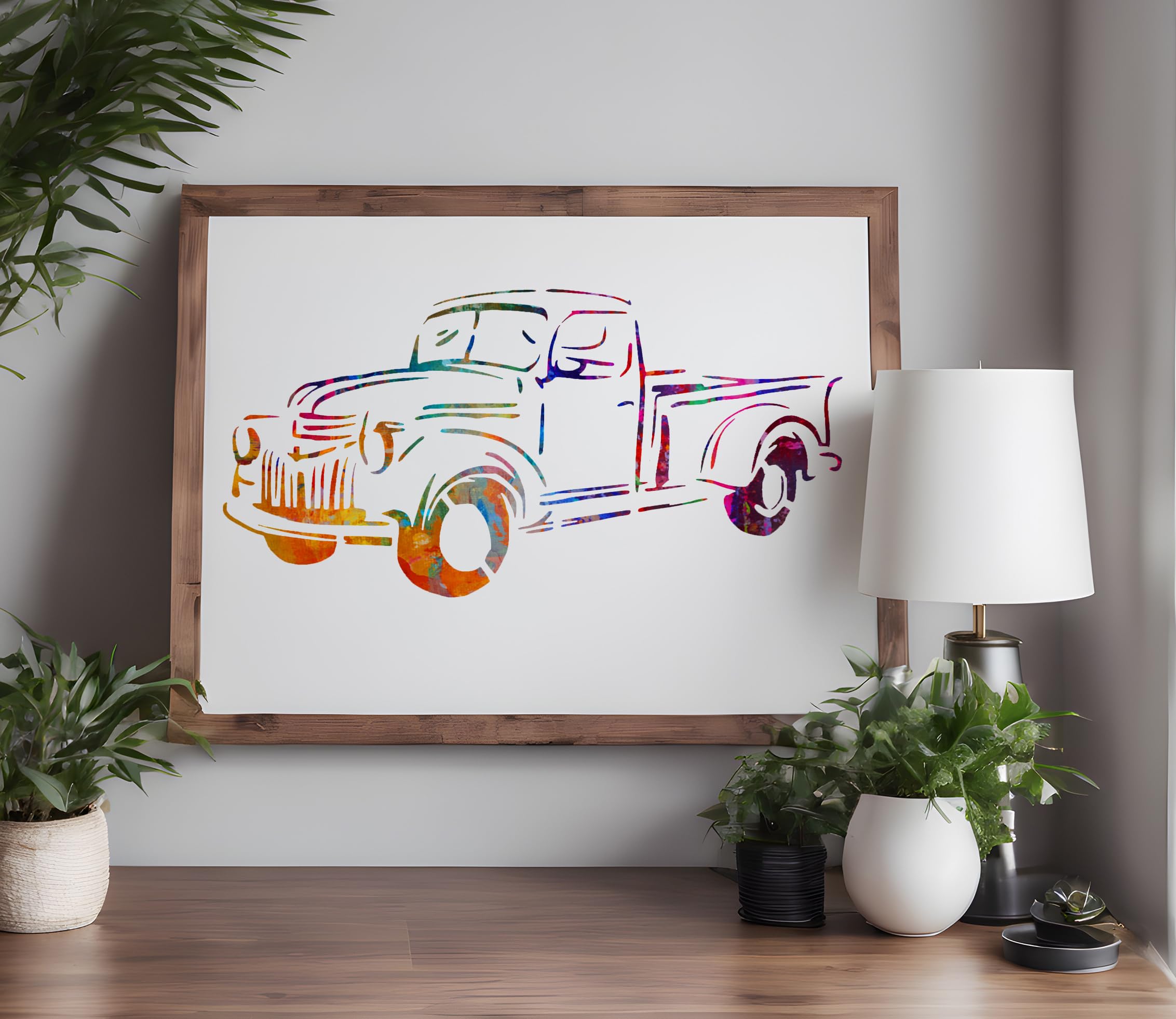 Amazon.com: Old Vintage Truck Stencil Number 1 Template Reusable