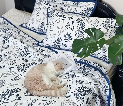 Miniatura 7 de Juego de edredón de tamaño Queen, diseño floral, 100% algodón, colcha acolchada de granja, tamaño Queen, juego de edredón reversible ligero para