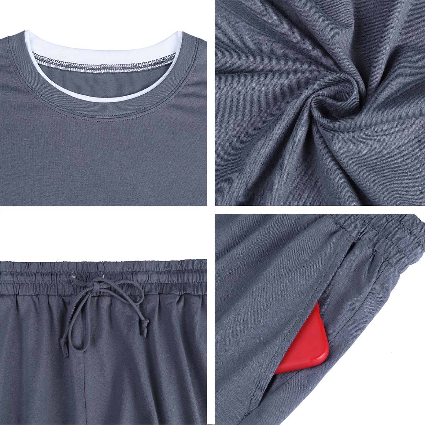 Doaraha Mens Cotton Pajamas Set Pigiami Uomo