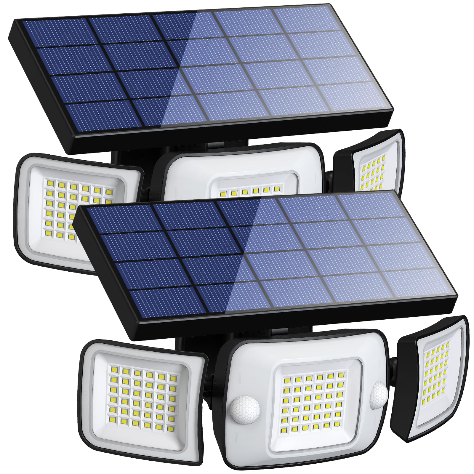 intelamp Lampes solaires de sécurité 6000 mAh avec batterie pour jardin, extérieur, garage, cour - Lot de 2 - Blanc - Éclairage d'extérieur mural - Modèle GYD-03r-UK-2Pack