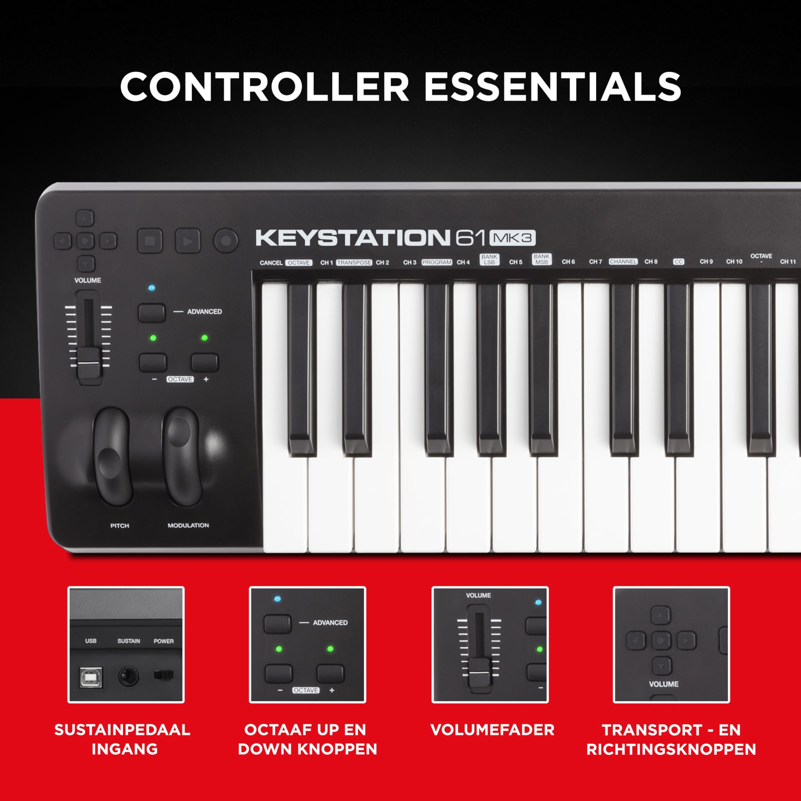 DTM・DAW M-AUDIO KEYSTATION61 MK3 M-AUDIO Keystation 61 MK3 Keys USB MIDI Keyboard Controller with